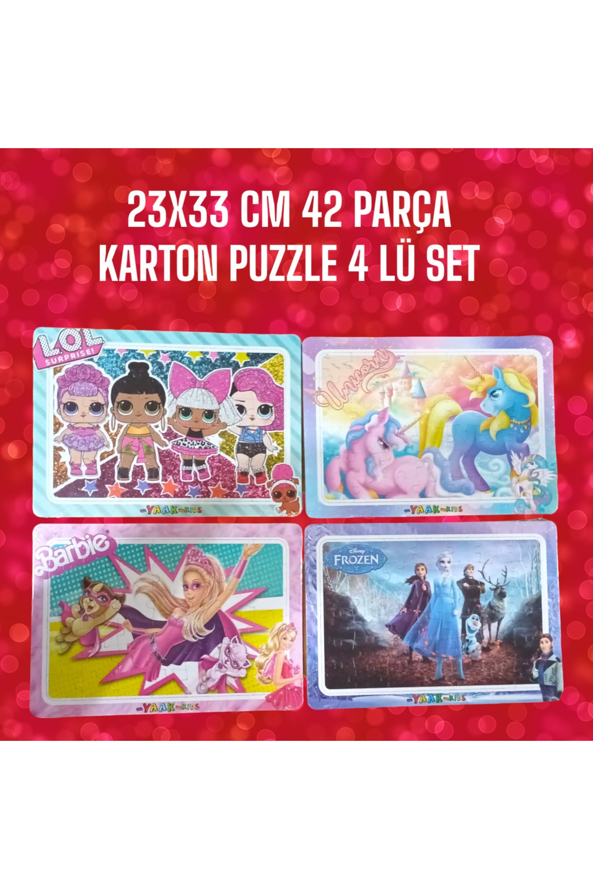 23X33 CM 42 PARÇA KARTON PUZZLE 4 LÜ SET KIZ MODELLERİ seti