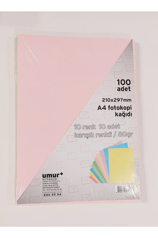 Umur Renkli Fotokopi Kağıdı 100 Adet 10 Renkx10 Adet 80 Gr