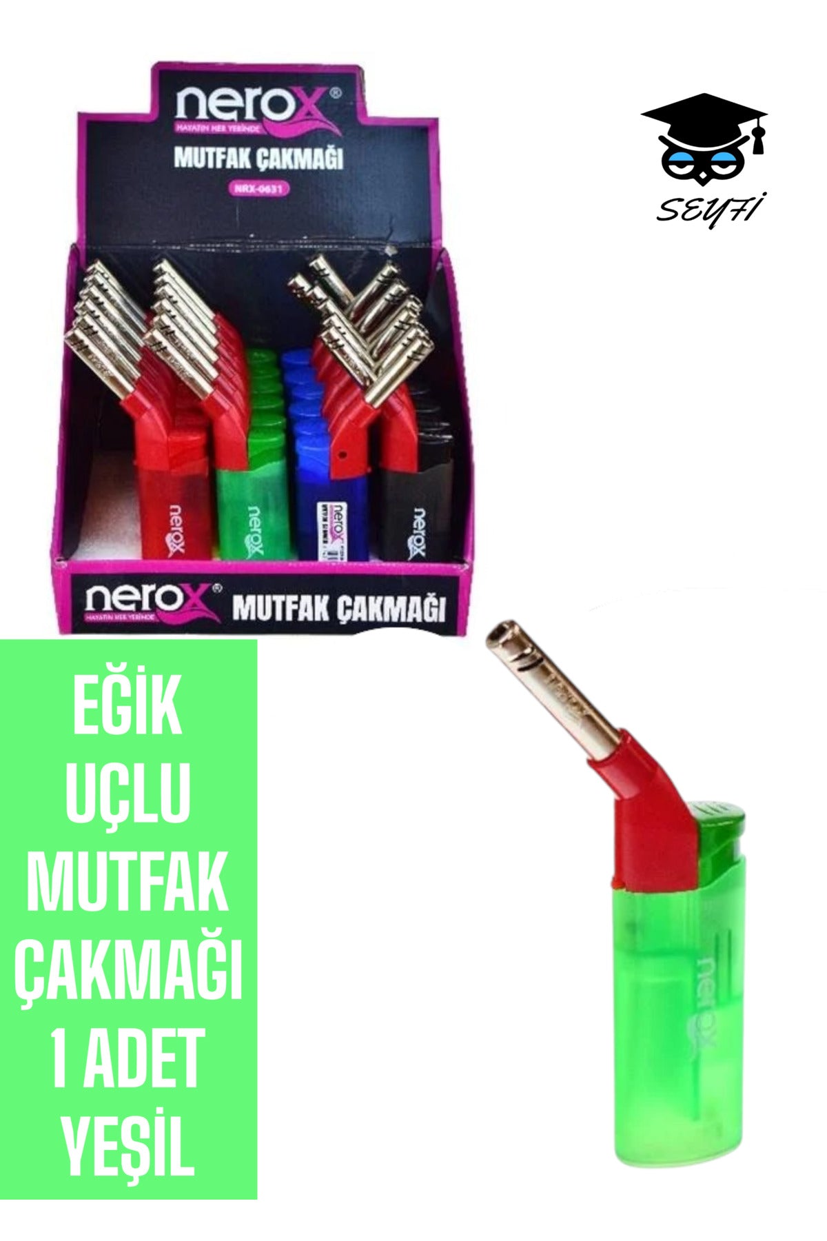 EĞİK UÇLU MUTFAK ÇAKMAĞI 1 ADET YEŞİL