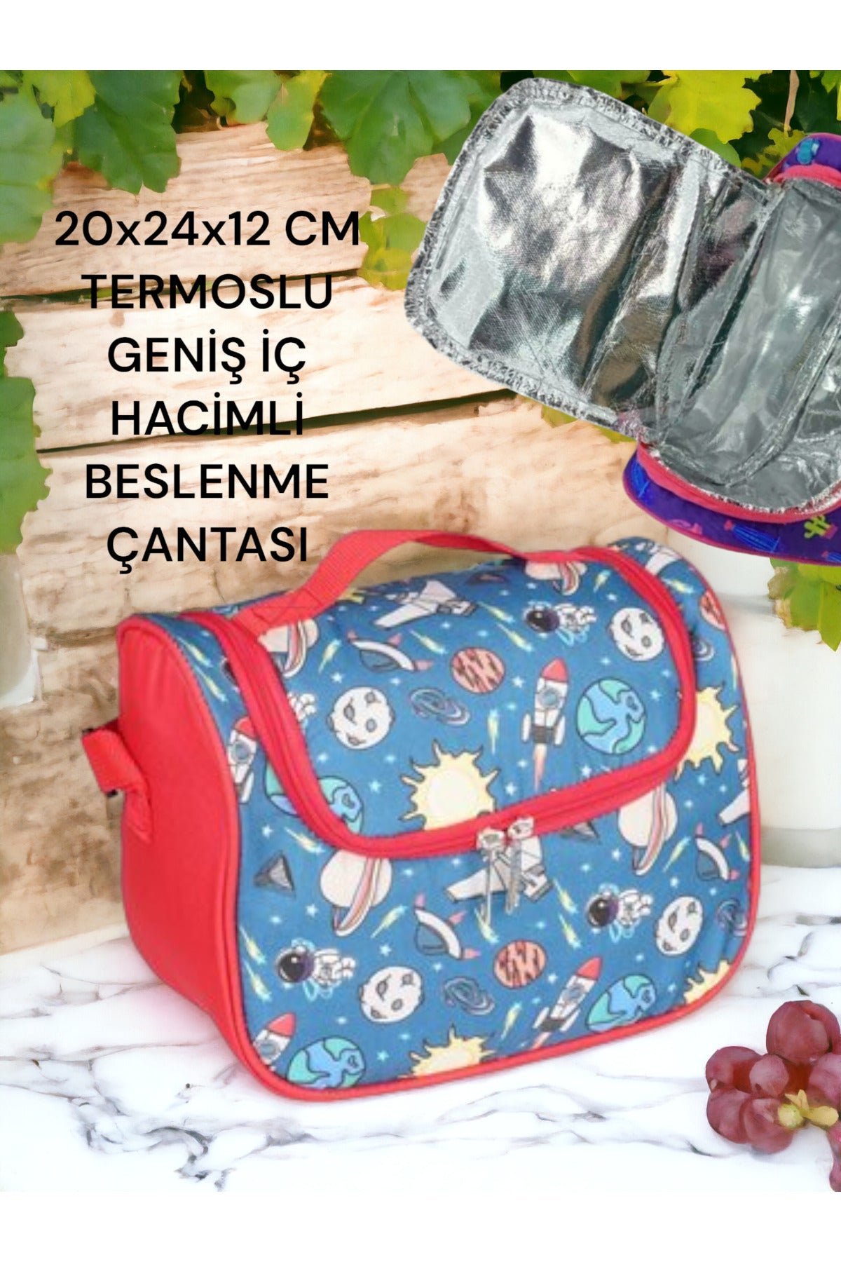 20x24x12 CM TERMOSLU GENİŞ İÇ HACİMLİ BESLENME ÇANTASI