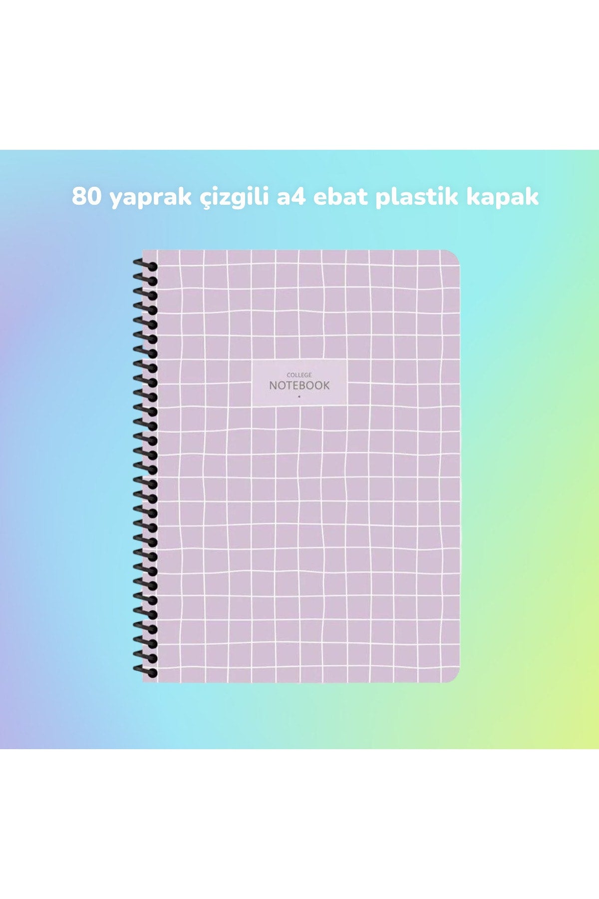 ÇİZGİLİ A4 80 YAPRAK PLASTİK KAPAK TELLİ DEFTER COLLEGE KESKİN COLOR