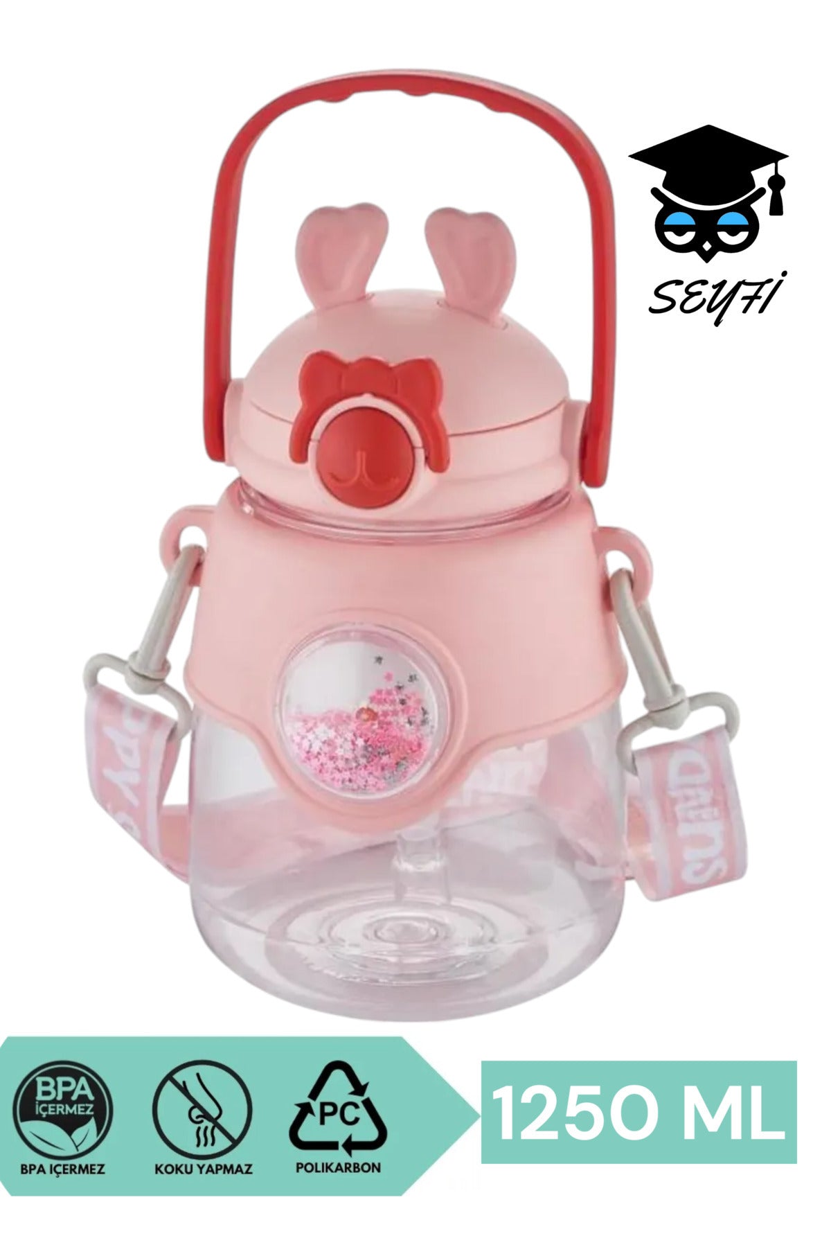 1250 ml polycarbon okul matarası bpa içermez pipetli kilitli kapak plastik suluk vagonlife