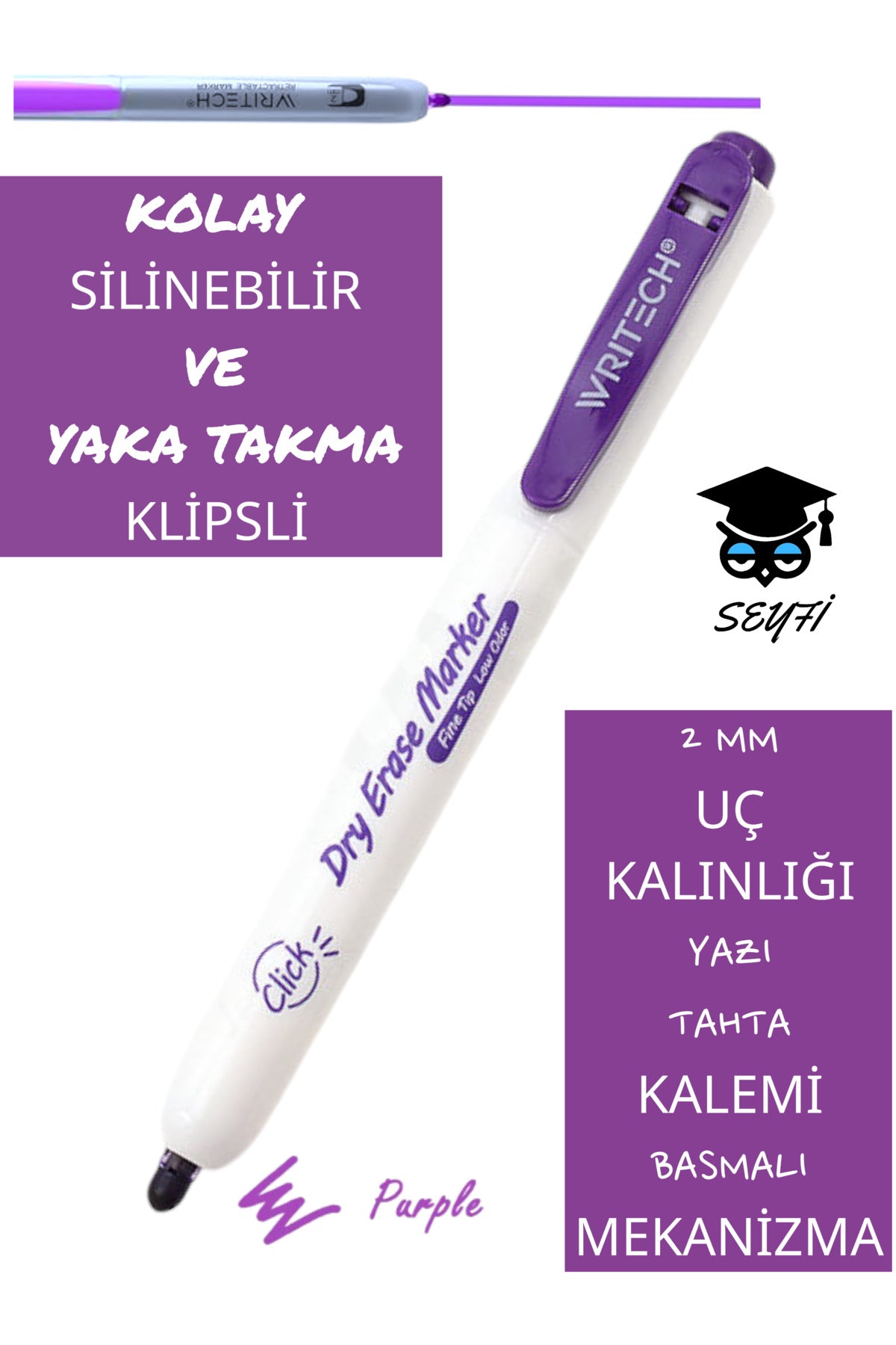 Basmalı Tahta kalemi yaka clipsli iade garantili amerika markası writech KOLAY SİLİNEBİLİR