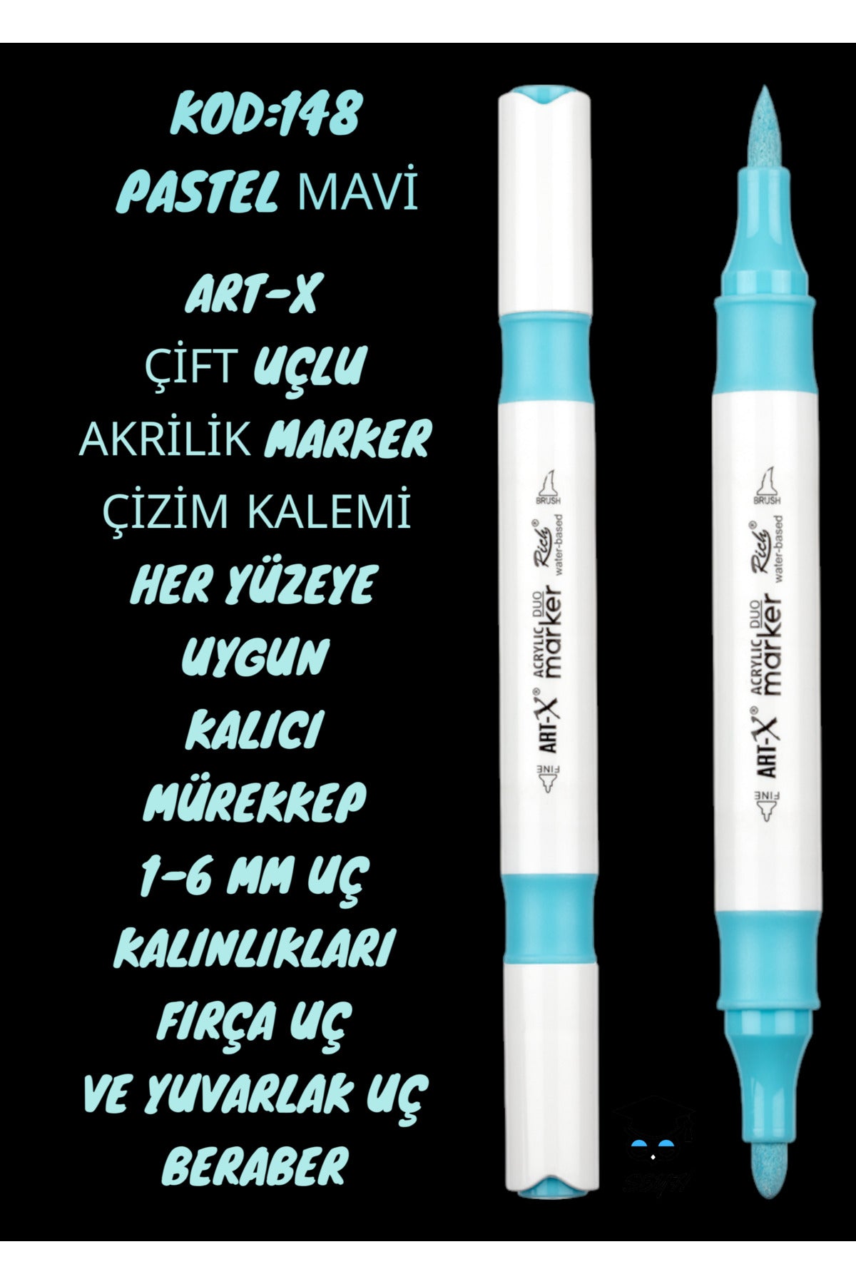 ART-X ÇİFT UÇLU AKRİLİK MARKER ÇİZİM KALEMİ HER YÜZEYE UYGUN KALICI MÜREKKEP 1-6 MM UÇ KALINLIKLARI