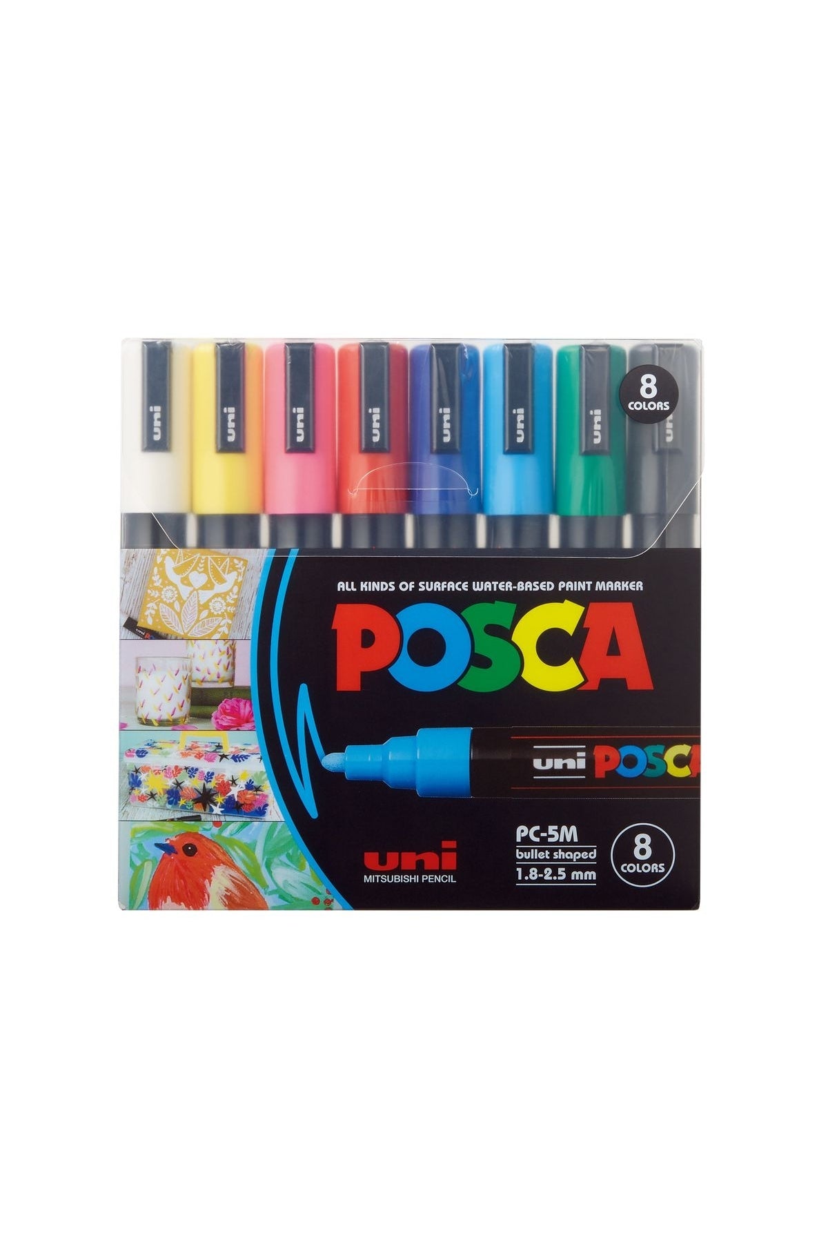 UNİ POSTER MARKÖRÜ POSCA SET PC-5M/8C ANA RENK 8 Lİ