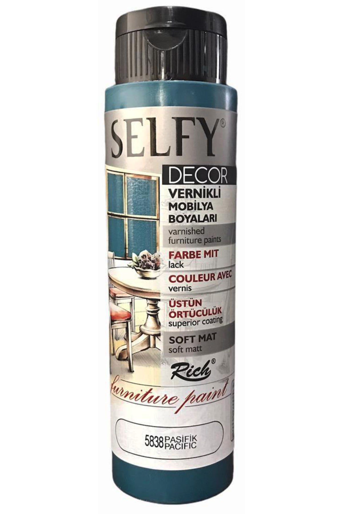 Rich Selfy Decor Vernikli Boya 500cc - Pasifik 5838