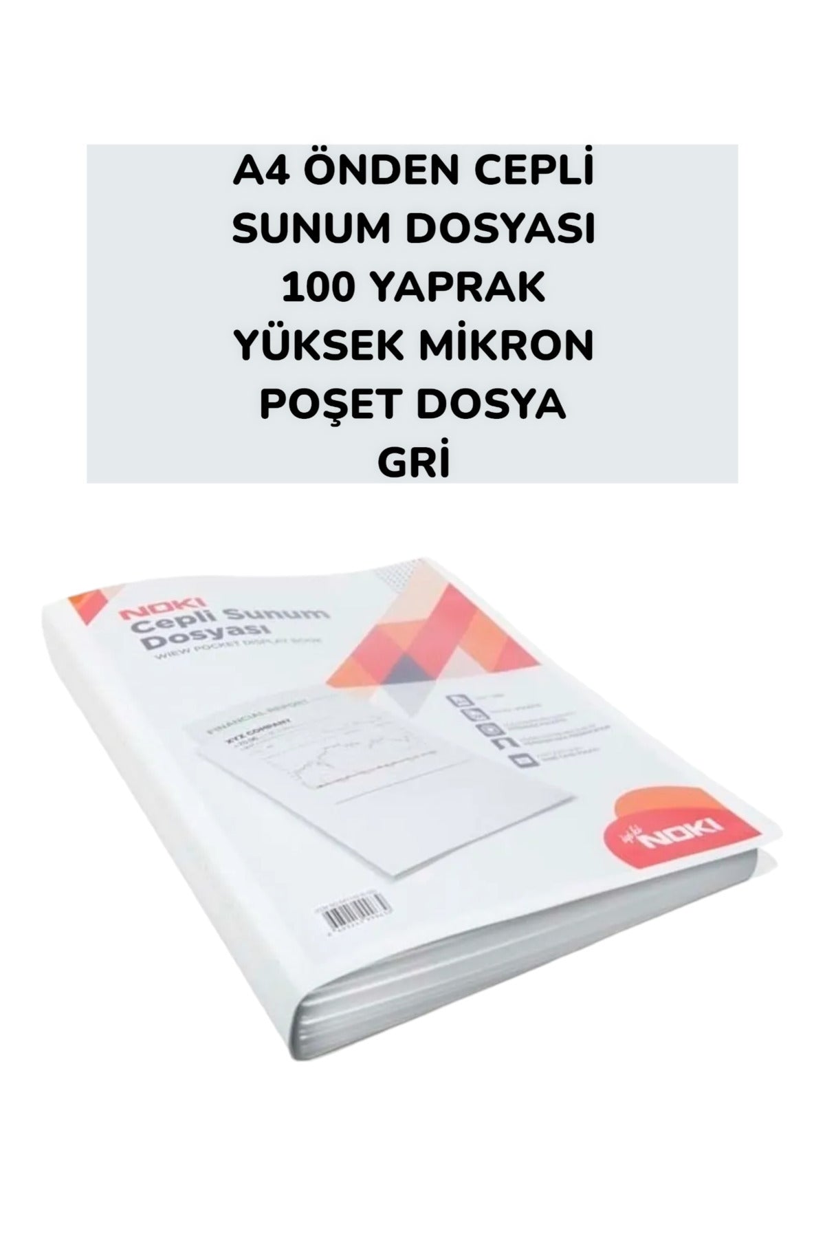 A4 ÖNDEN CEPLİ SUNUM DOSYASI 100 YAPRAK YÜKSEK MİKRON POŞET DOSYA NOKİ