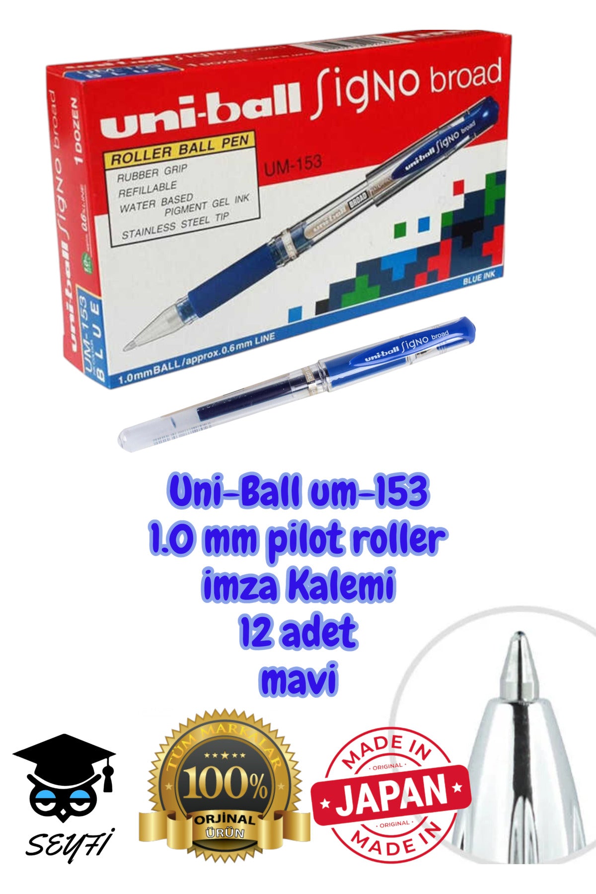 Uni-Ball um-153 1.0 mm pilot roller imza Kalemi