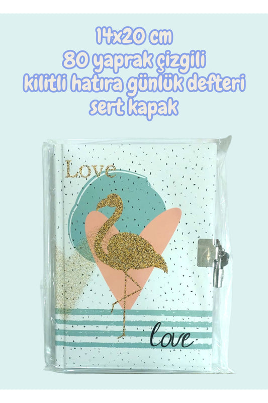 14x20 cm 80 yaprak çizgili kilitli hatıra günlük defteri sert kapak