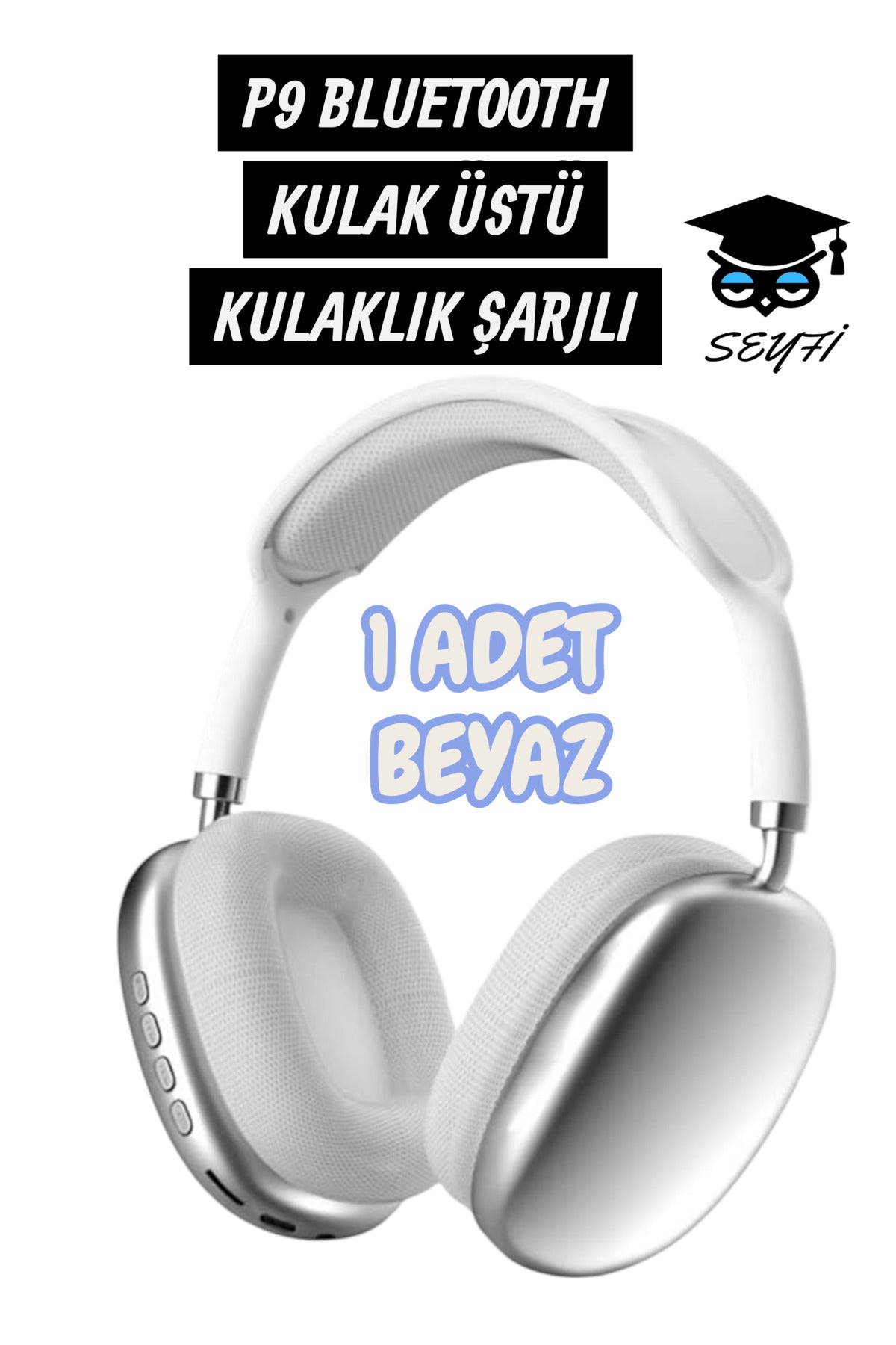 P9 BLUETOOTH KULAK ÜSTÜ KULAKLIK ŞARJLI BEYAZ