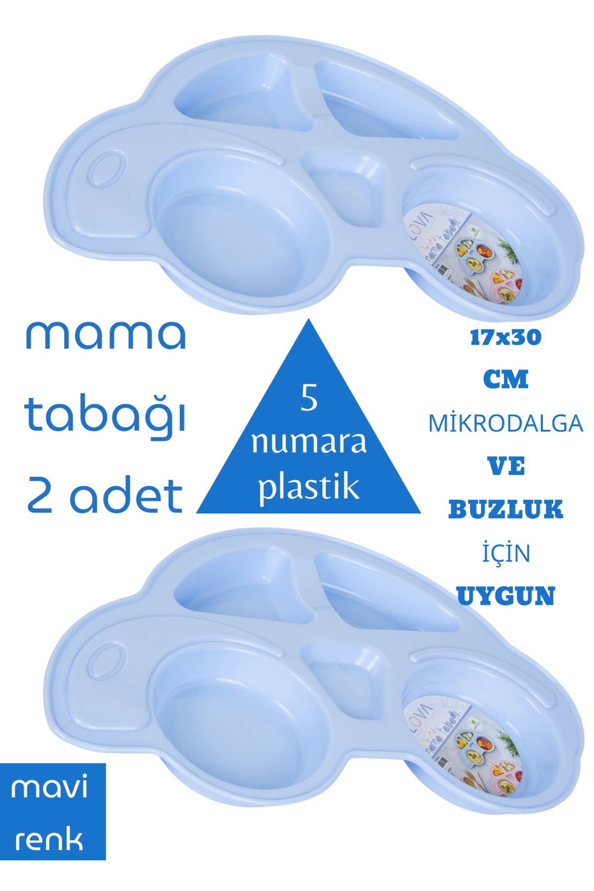 mama tabağı 2 adet 17x30 CM MİKRODALGA VE BUZLUK İÇİN UYGUN 5 numara plastik