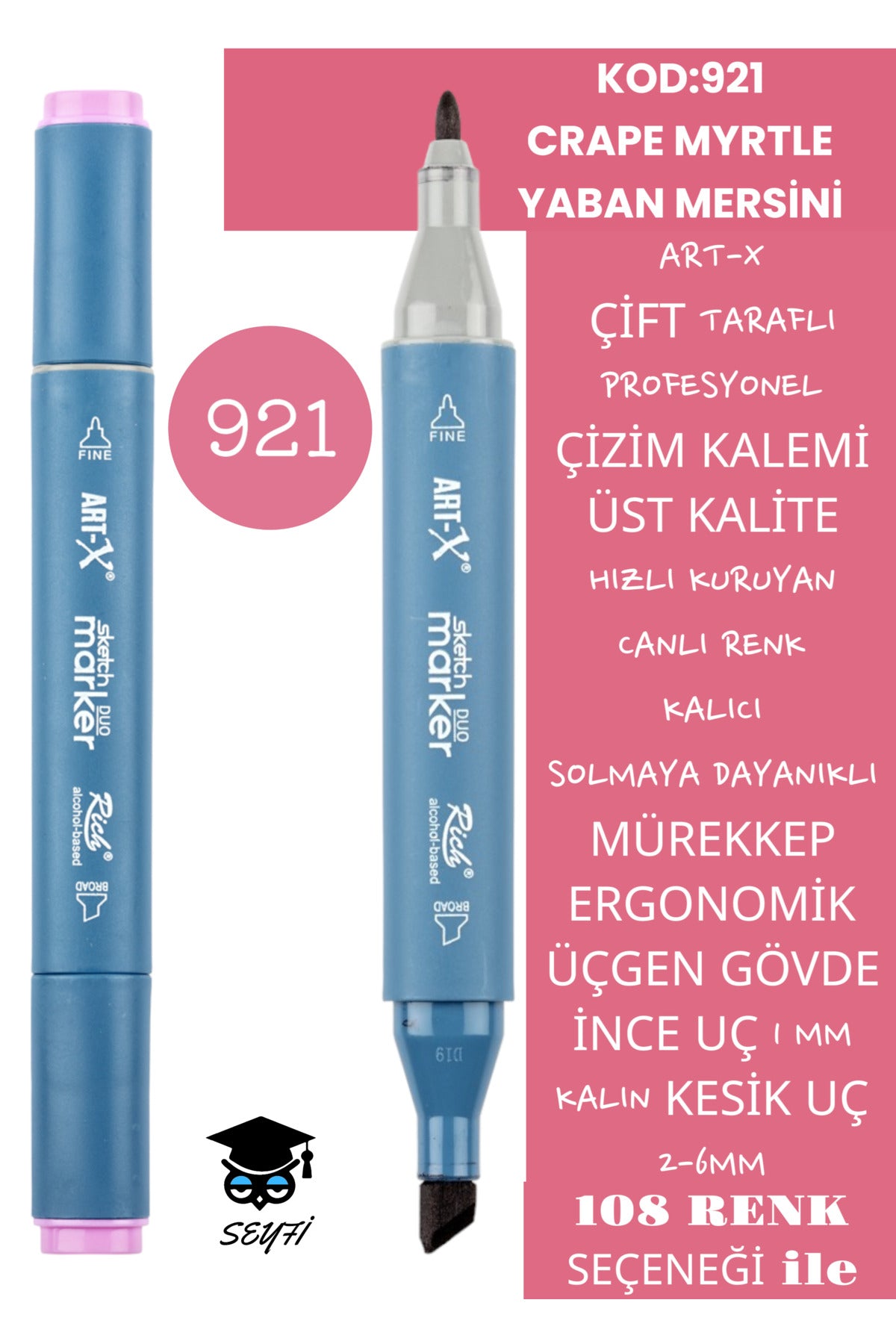 ÇİFT TARAFLI PROFESYONEL ÇİZİM KALEMİ KALICI MÜREKKEP ÜÇGEN GÖVDE İNCE UÇ 1 MM KESİK UÇ 2-6MM SKETCH