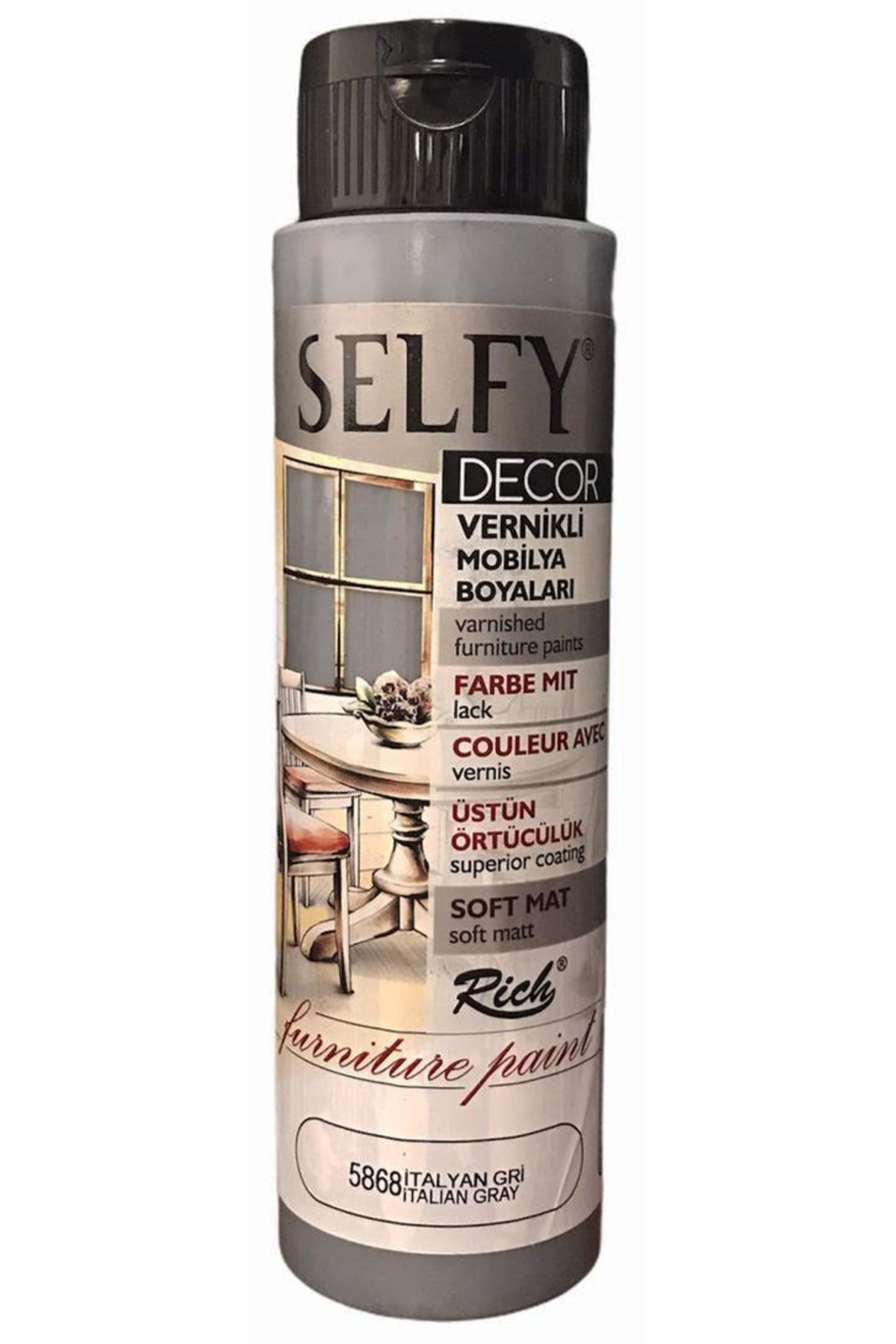 Selfy Decor Vernikli Boya 500cc - İtalyan Gri 5868