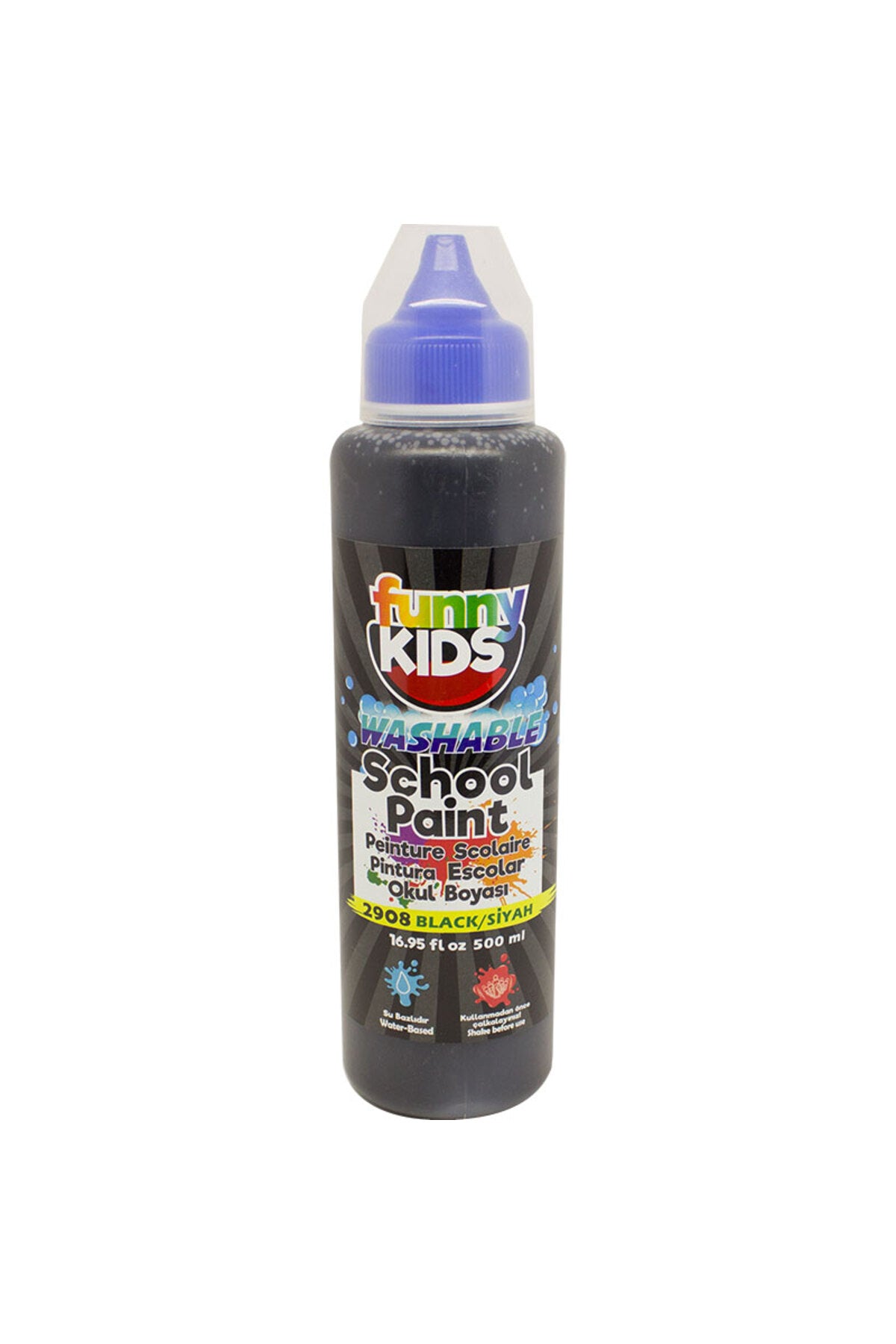 Funny Kids Yıkanabilir Okul Boyası 500ml - 2908 Siyah