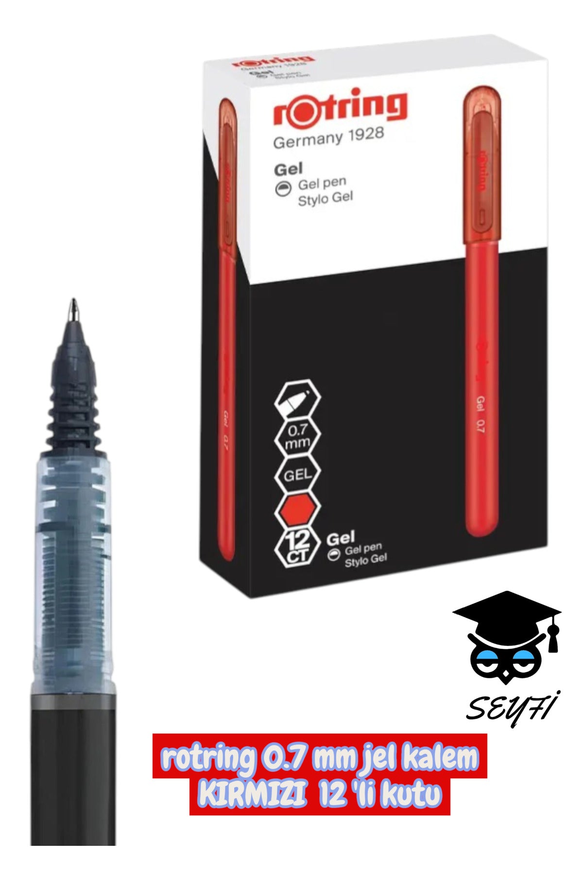rotring 0.7 mm jel kalem 12 'li kutu