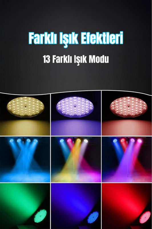 54lü LED Renkli Müzik Sensörlü Par Işığı