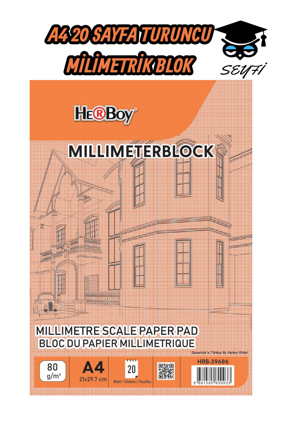 A4 20 SAYFA MİLİMETRİK BLOK DEFTER KOPARTILABİLİR SAYFALAR
