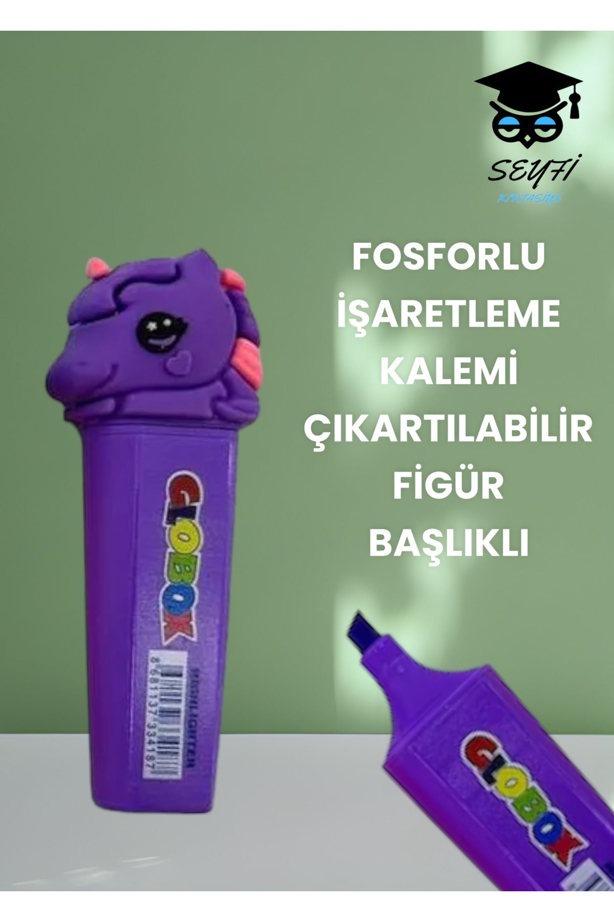 FOSFORLU İŞARETLEME KALEMİ ÇIKARTILABİLİR FİGÜR BAŞLIKLI