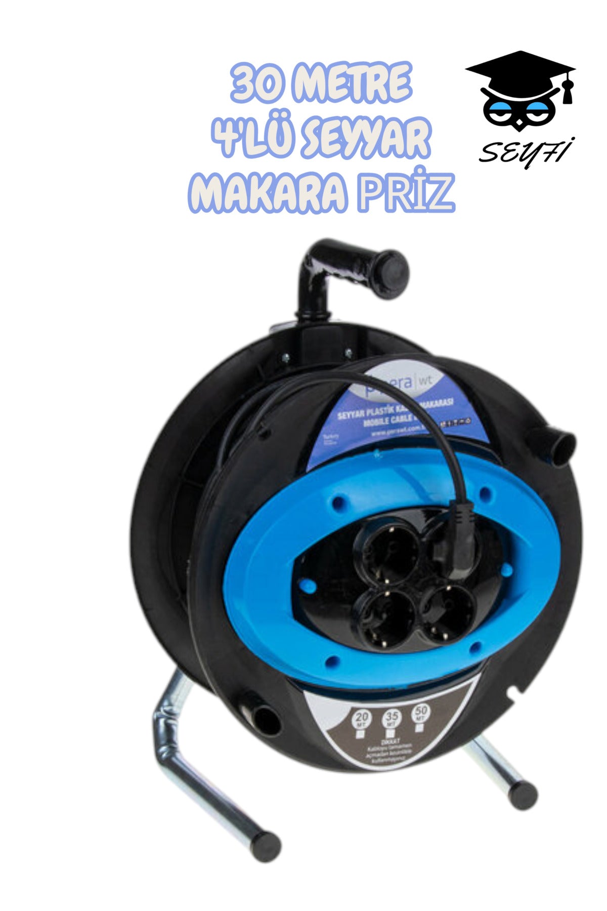 Seyyar Plastik Kablo Makarası 4 Lü 30mt 3 X 2.5 cm kablo kalınlığı