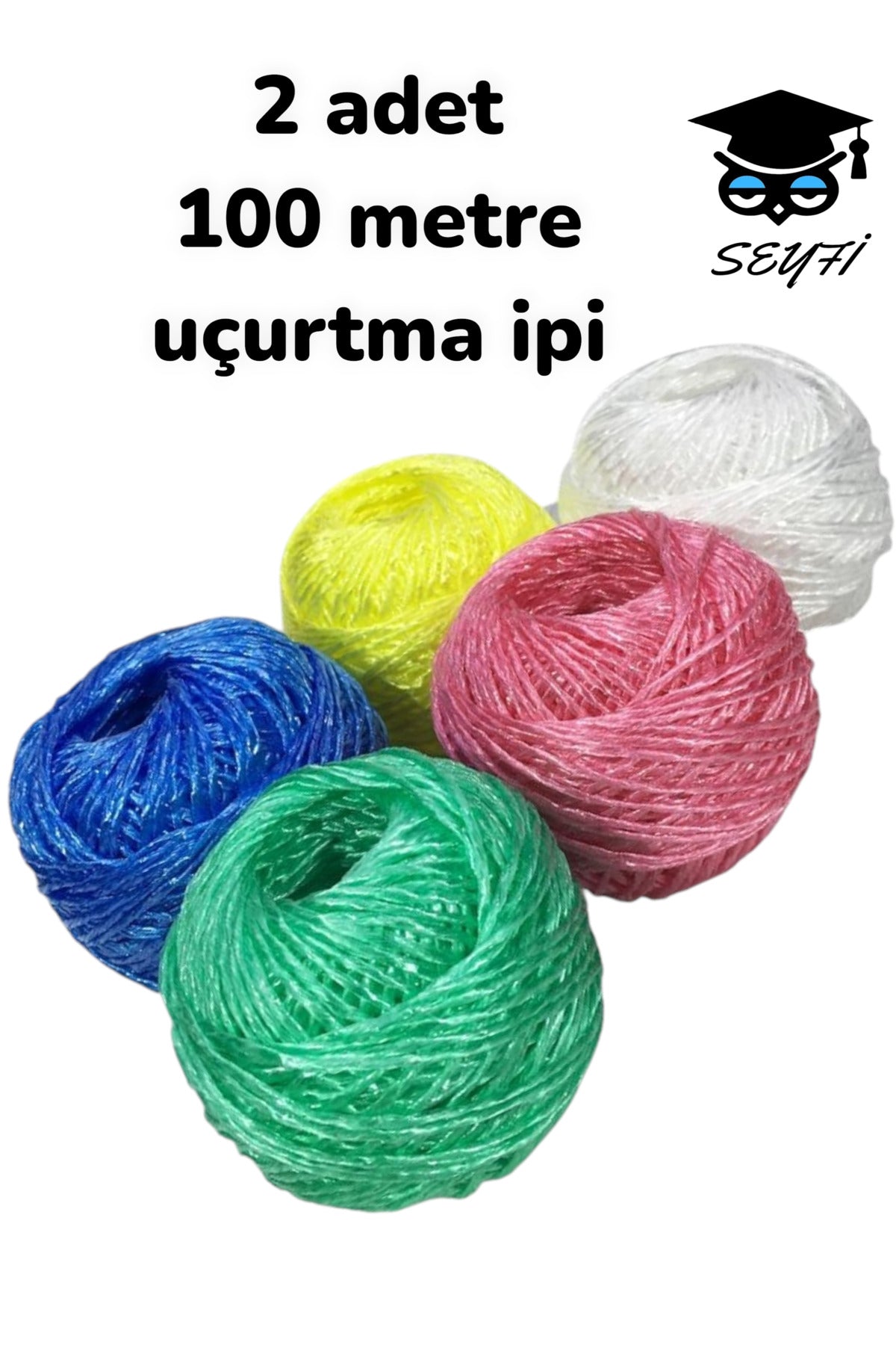 çok amaçlı plastik kopmaz uçurtma ipi çamaşır ipi 100 metre 2 adet karışık renk