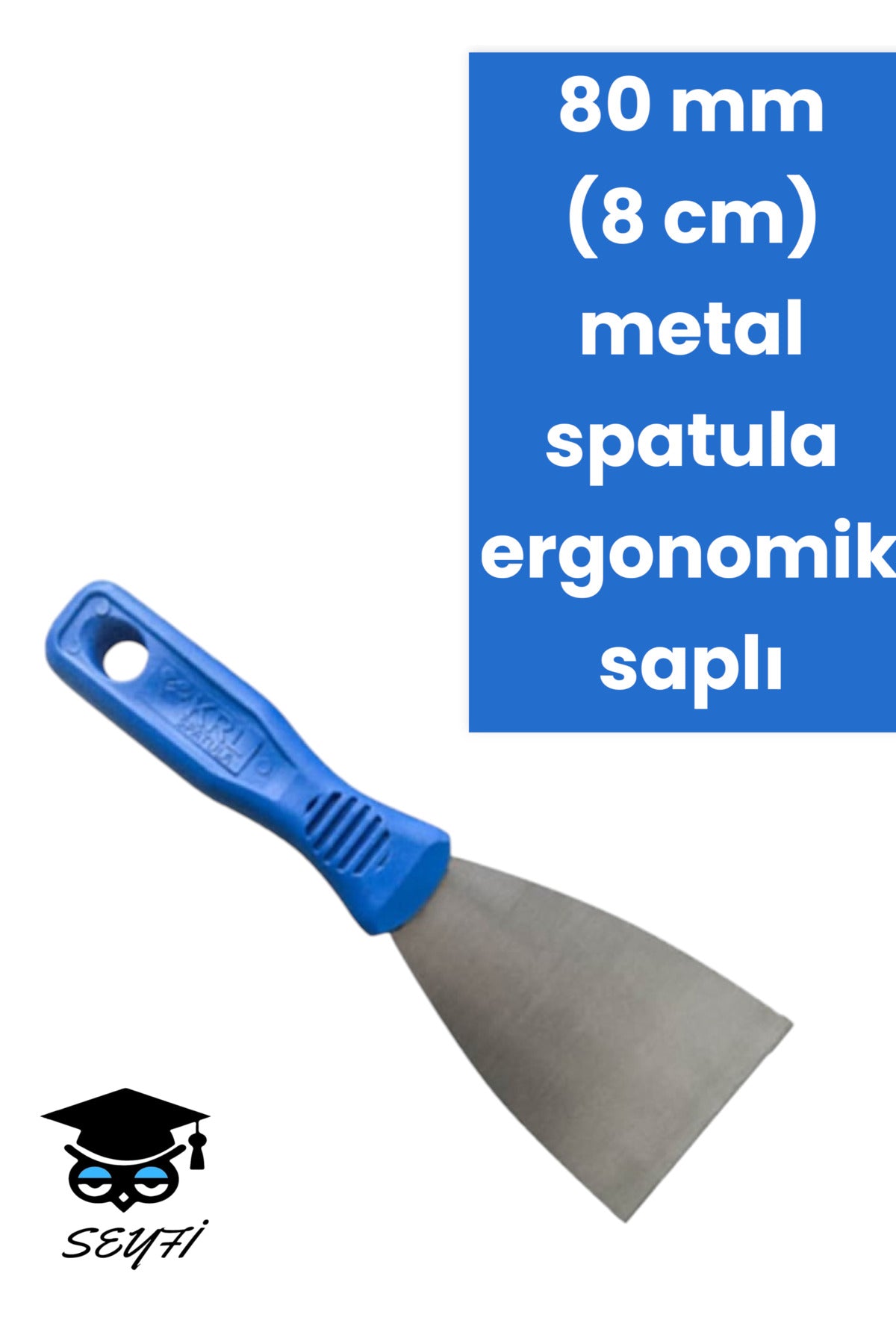 80 mm (8 cm) metal spatula ergonomik saplı