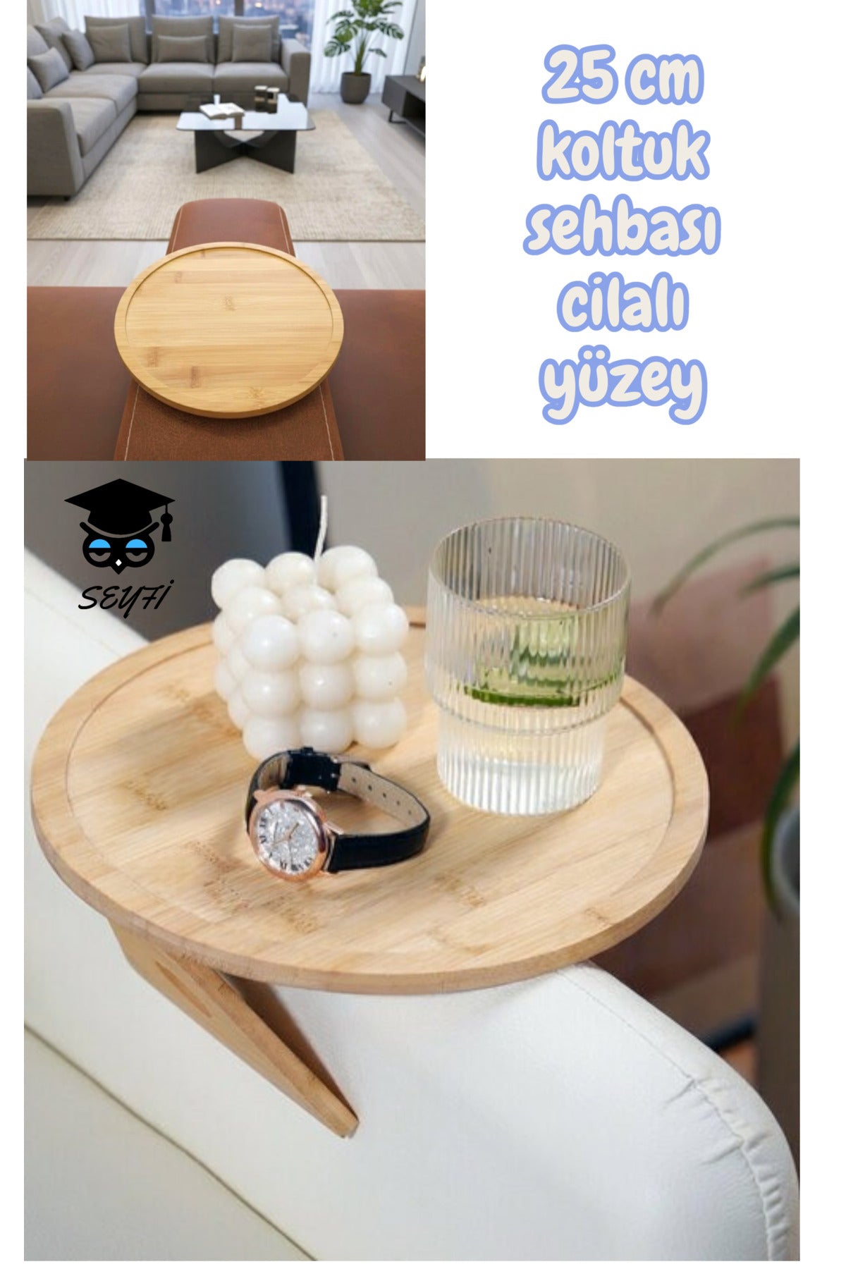 25 cm koltuk sehbası cilalı yüzey yuvarlak