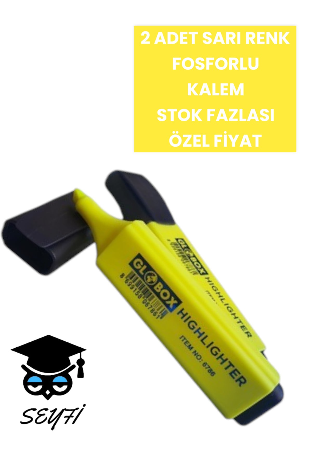 2 ADET SARI RENK FOSFORLU KALEM STOK FAZLASI ÖZEL FİYAT