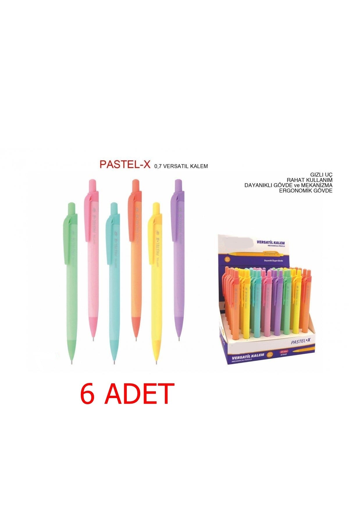 PASTEL-X 0.7 MM UÇLU KALEM 6 ADET SET