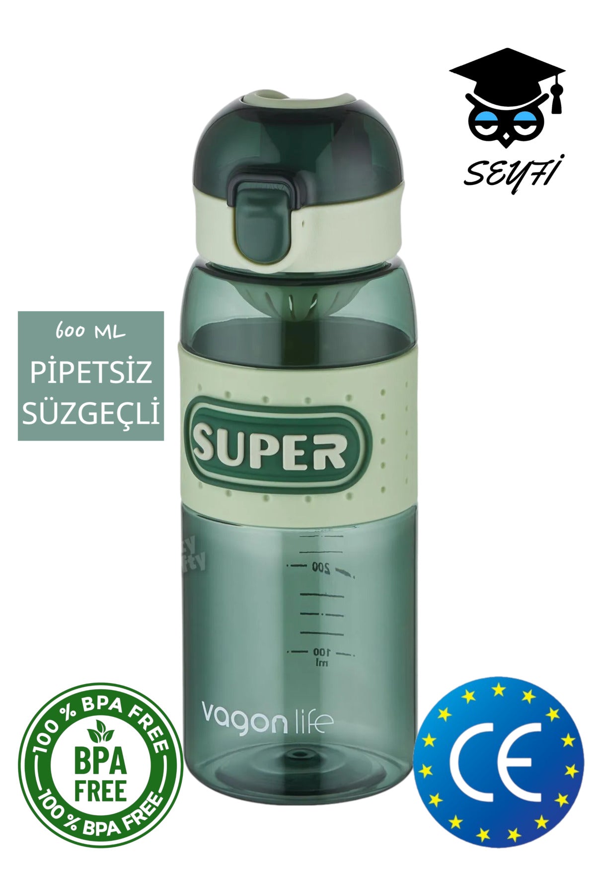 600 ML pipetsiz süzgeçli policarbon bpa içermez matara suluk tutma askılı vagonlife 2024