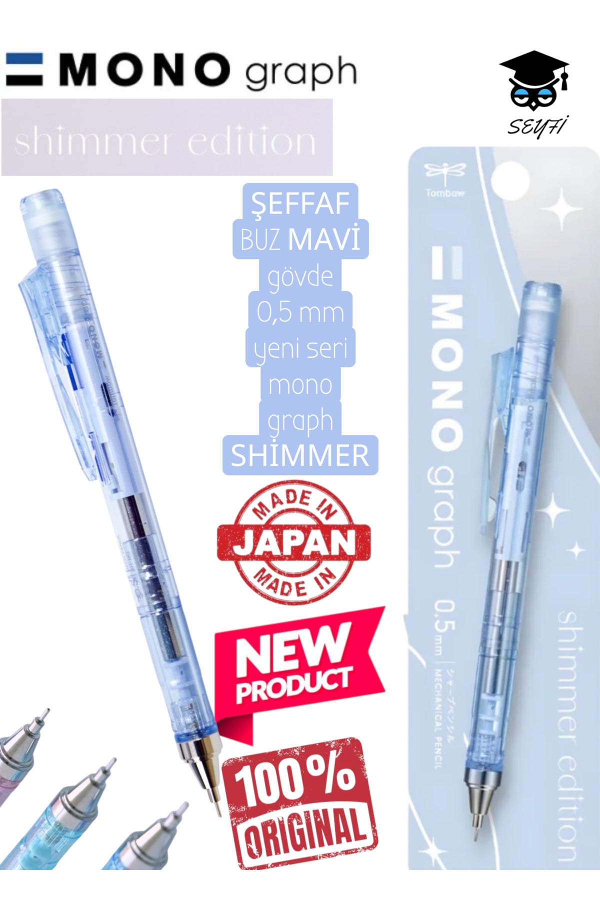 şeffaf gövde 0,5 mm yeni seri tombow mono graph shimmer serisi