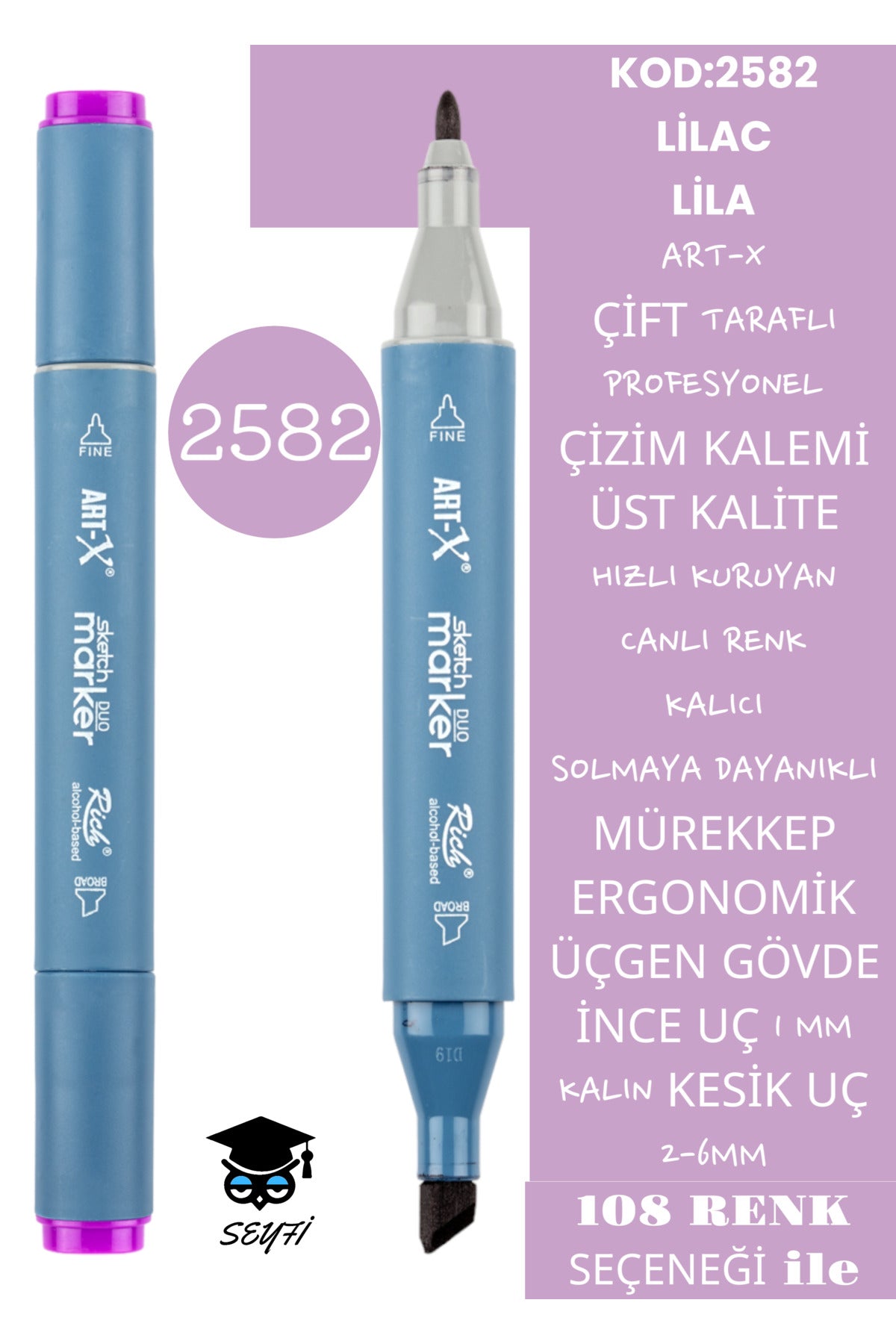 ÇİFT TARAFLI PROFESYONEL ÇİZİM KALEMİ KALICI MÜREKKEP ÜÇGEN GÖVDE İNCE UÇ 1 MM KESİK UÇ 2-6MM SKETCH