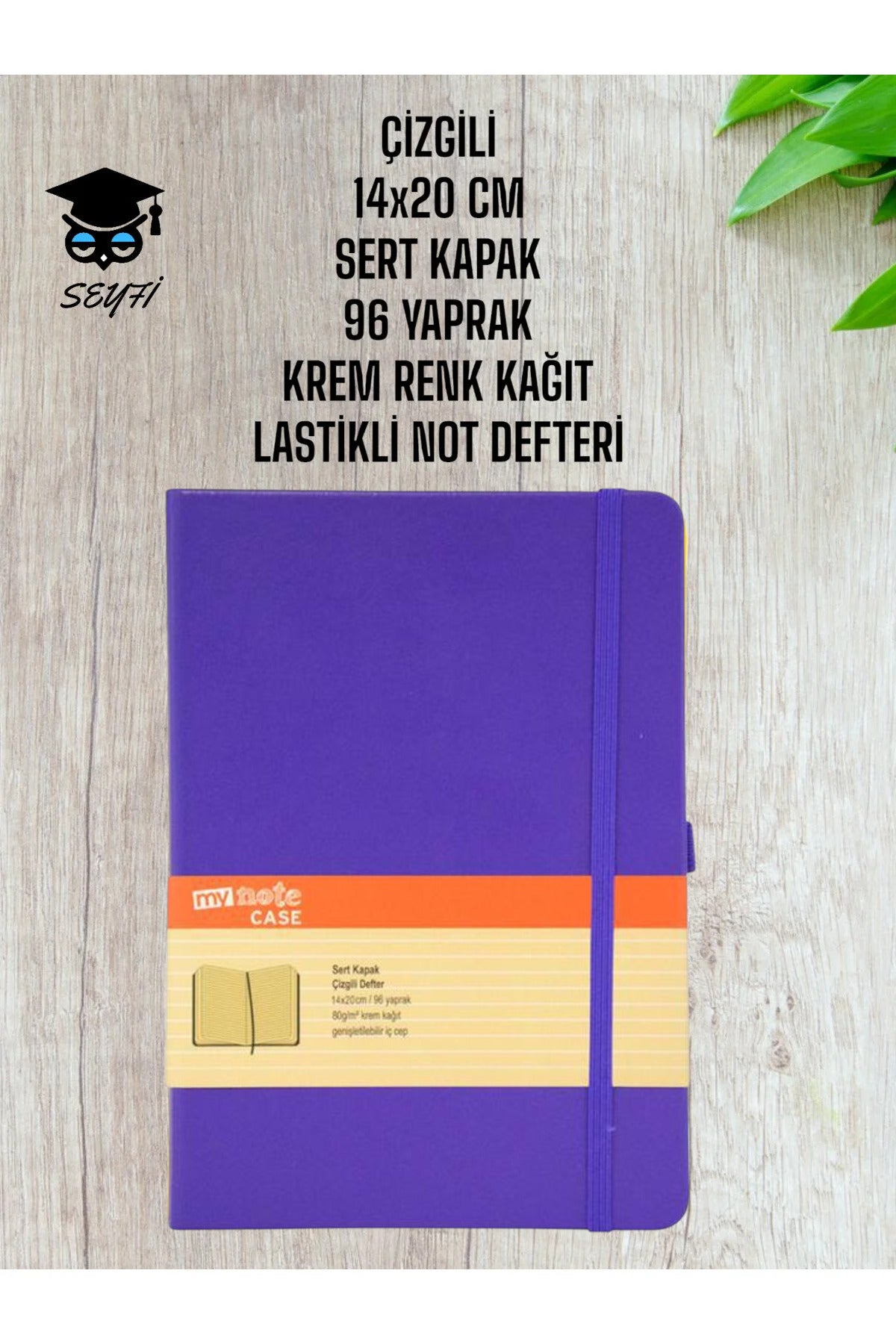 ÇİZGİLİ 14x20 CM SERT KAPAK 96 YAPRAK KREM RENK KAĞIT LASTİKLİ NOT DEFTERİ