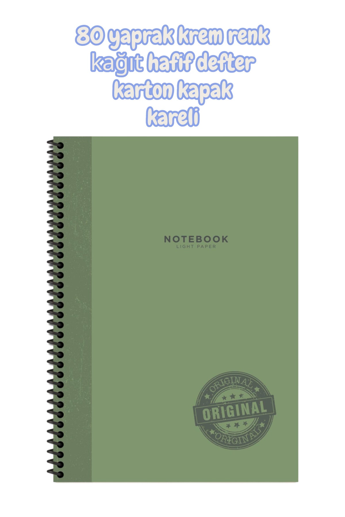 A4 EBAT 80 yaprak krem renk kağıt hafif defter karton kapak kareli