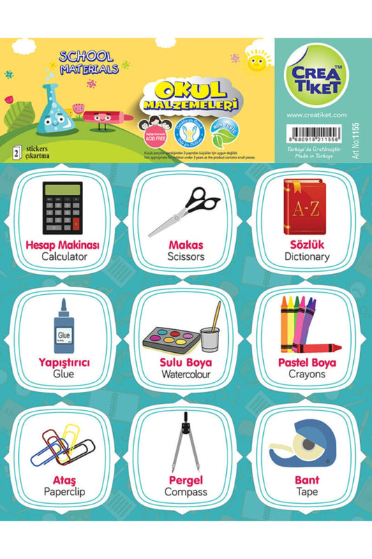 Creatiket Eğitici Çıkartma Ingilizce*türkçe (okul Malzemeleri)