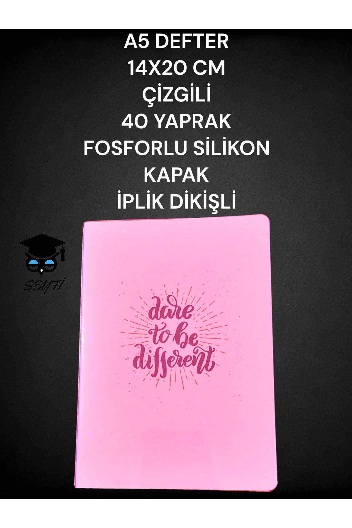 A5 DEFTER 14X20 CM ÇİZGİLİ 40 YAPRAK FOSFORLU SİLİKON KAPAK İPLİK DİKİŞLİ