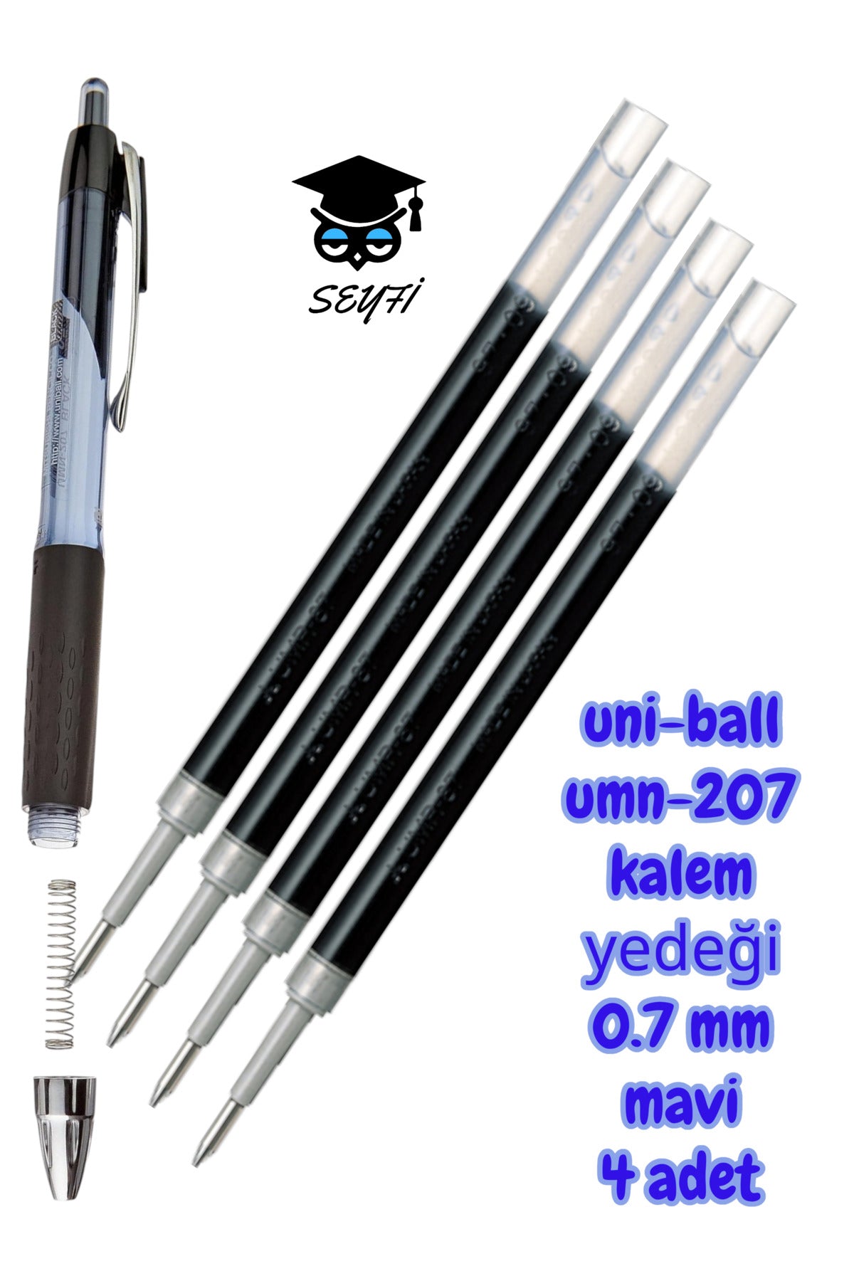 uni-ball umn-207 kalem yedeği 0.7 mm mavi 4 adet