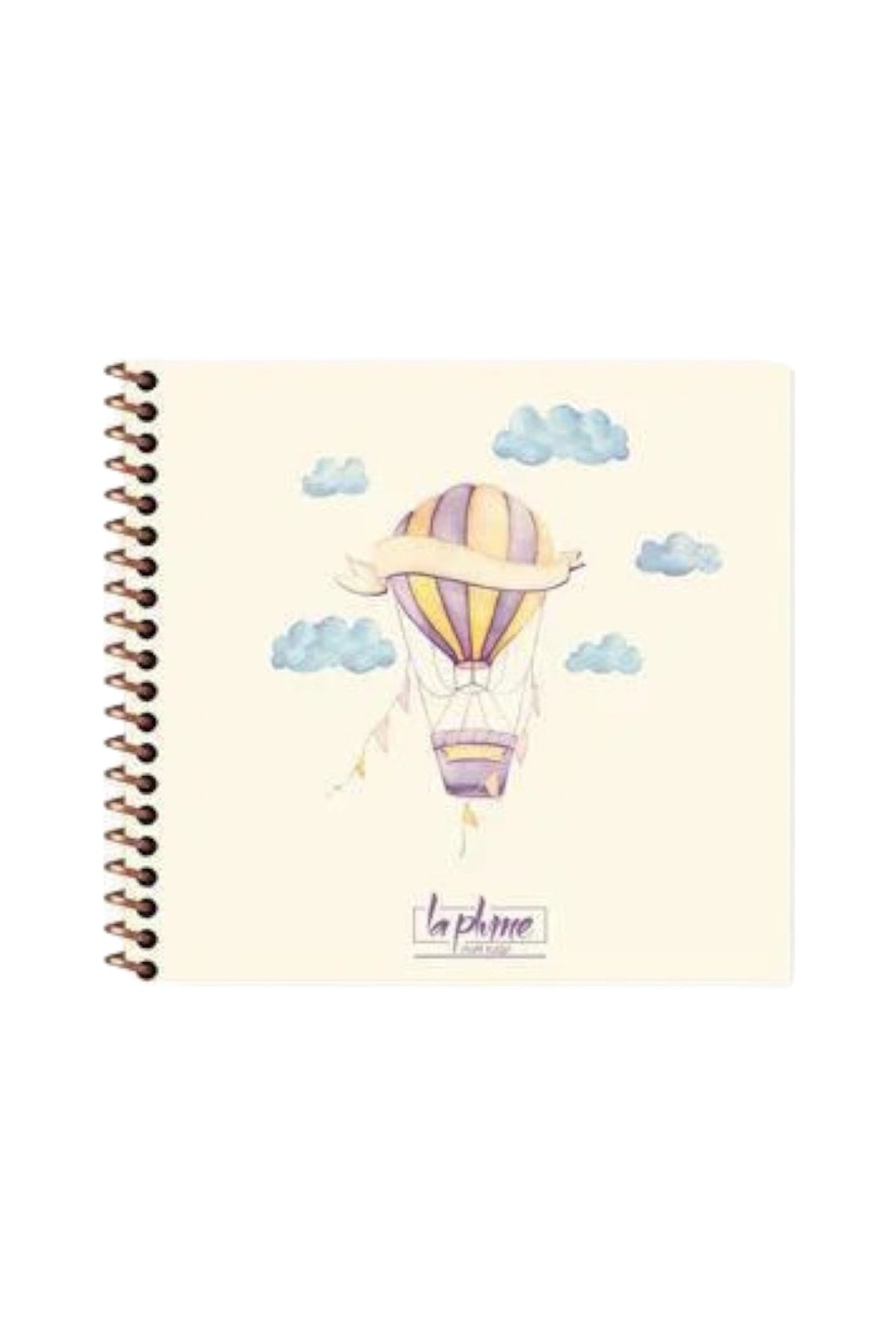16x15 Cm Çizgisiz 50 Yaprak Sert Kapak Telli Defter 60 Gr Krem Rengi Kağıt Balon Desen