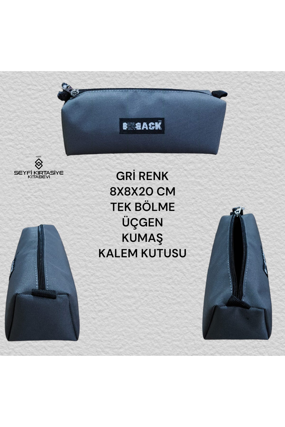 TEK BÖLME KUMAŞ KALEM KUTUSU ÜÇGEN 8X8X20 CM