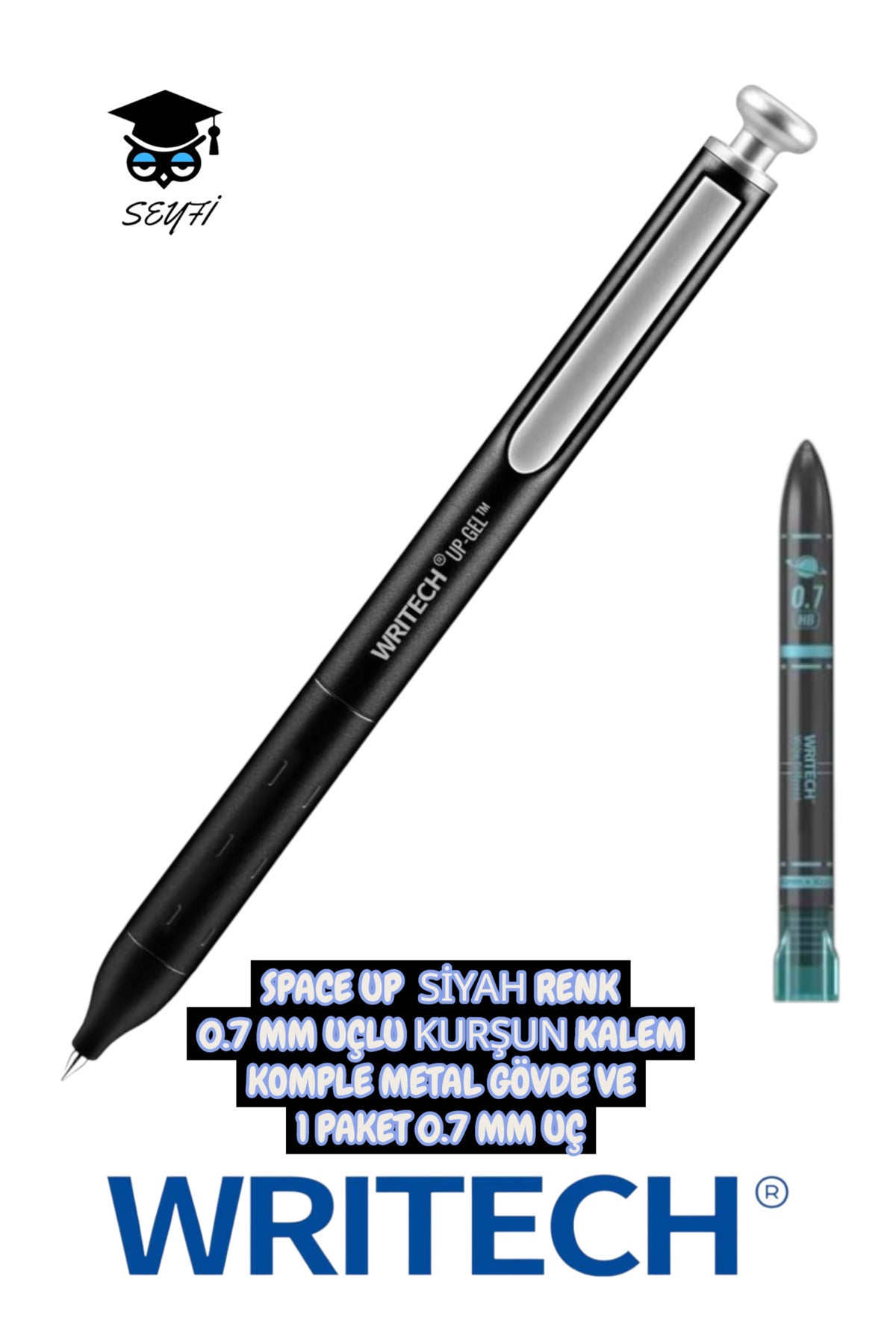 SPACE UP 0.7 MM UÇLU KURŞUN KALEM KOMPLE METAL GÖVDE VE 1 PAKET 0.7 MM UÇ WRİTECH