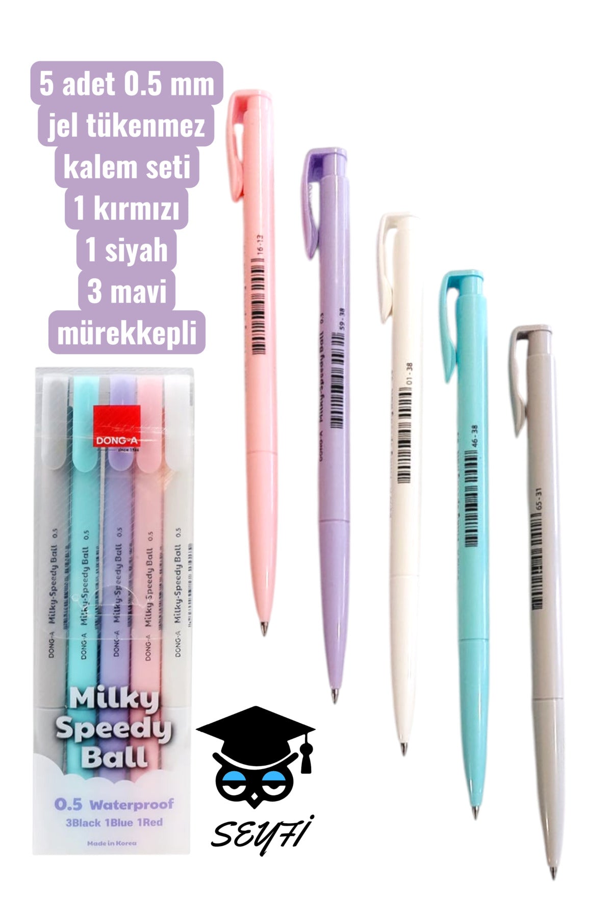 5 adet 0.5 mm jel tükenmez kalem seti 1 kırmızı 1 siyah 3 mavi mürekkepli