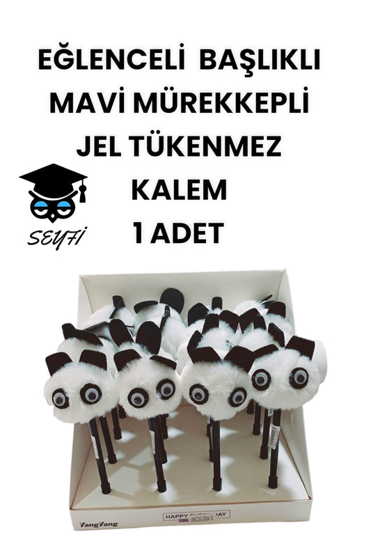EĞLENCELİ BAŞLIKLI İNCE UÇLU JEL TÜKENMEZ KALEM MAVİ MÜREKKEP