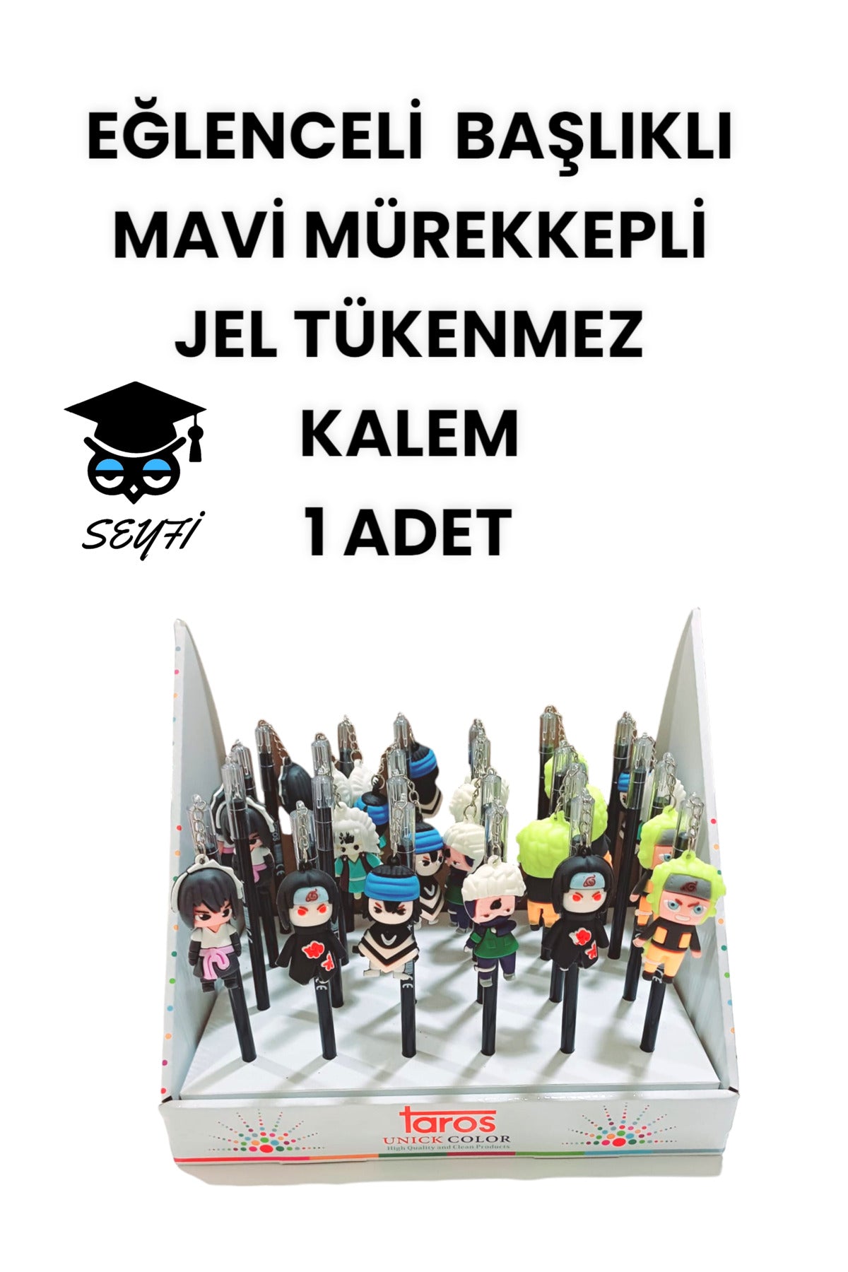 EĞLENCELİ BAŞLIKLI İNCE UÇLU JEL TÜKENMEZ KALEM MAVİ MÜREKKEP