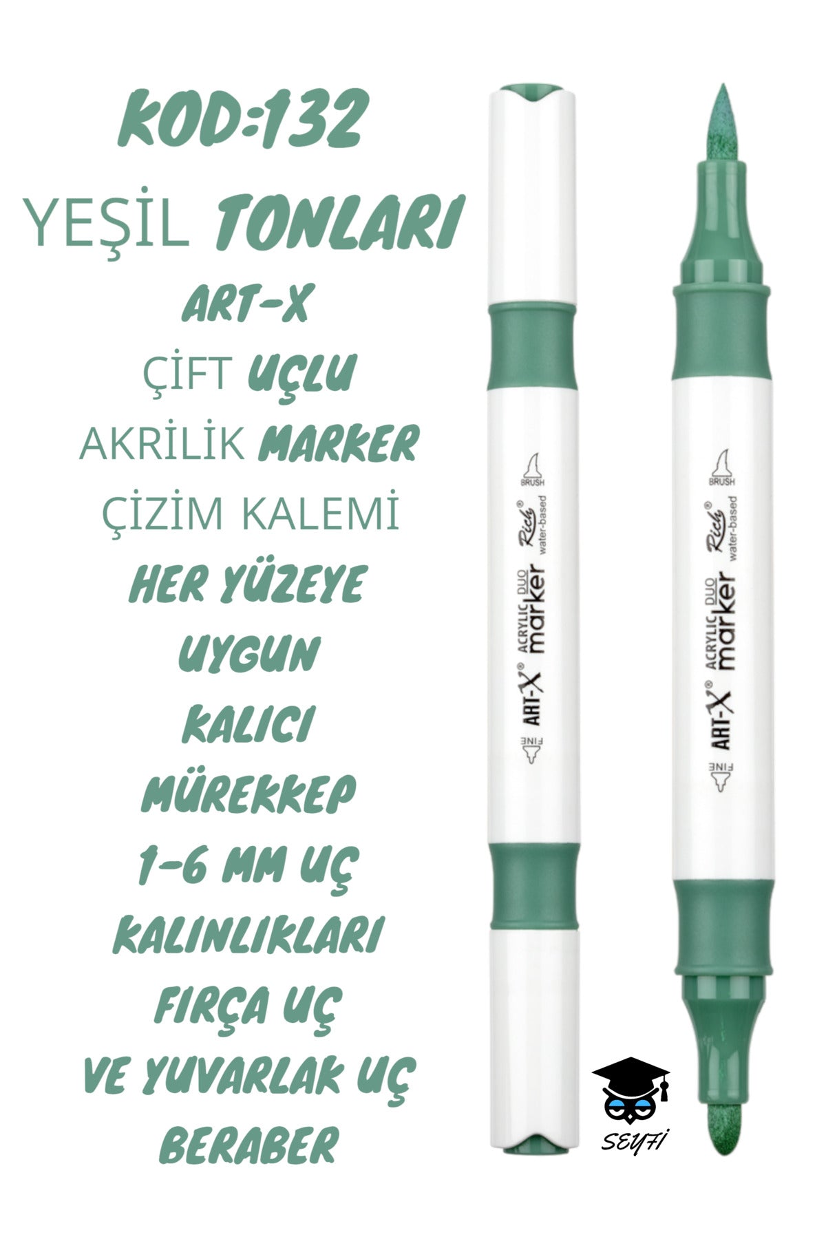 ART-X ÇİFT UÇLU AKRİLİK MARKER ÇİZİM KALEMİ HER YÜZEYE UYGUN KALICI MÜREKKEP 1-6 MM UÇ KALINLIKLARI