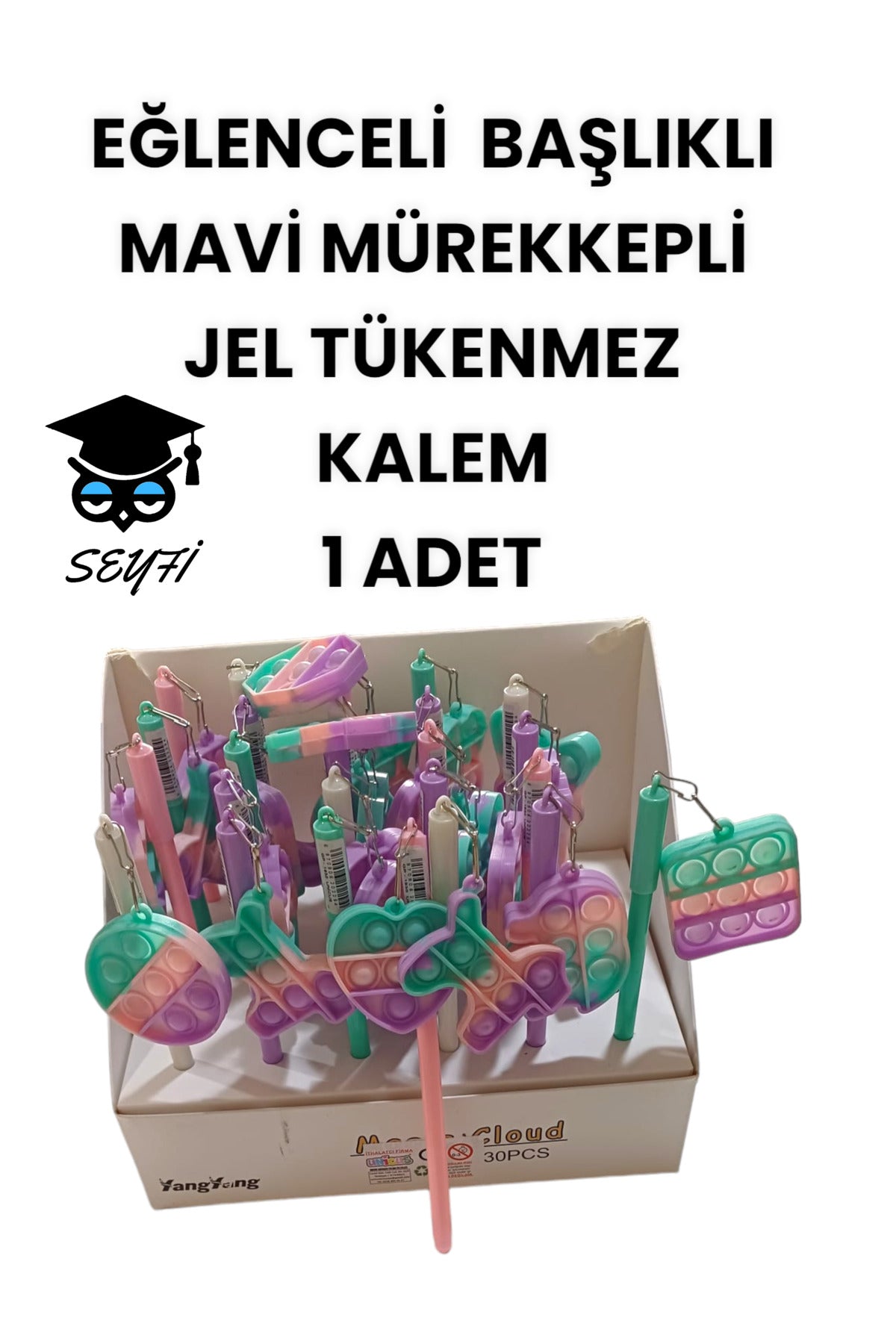 EĞLENCELİ BAŞLIKLI İNCE UÇLU JEL TÜKENMEZ KALEM MAVİ MÜREKKEP