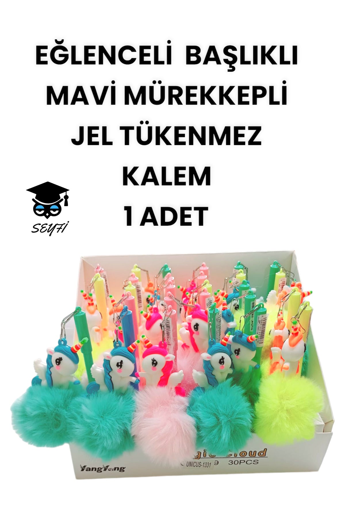 EĞLENCELİ BAŞLIKLI İNCE UÇLU JEL TÜKENMEZ KALEM MAVİ MÜREKKEP