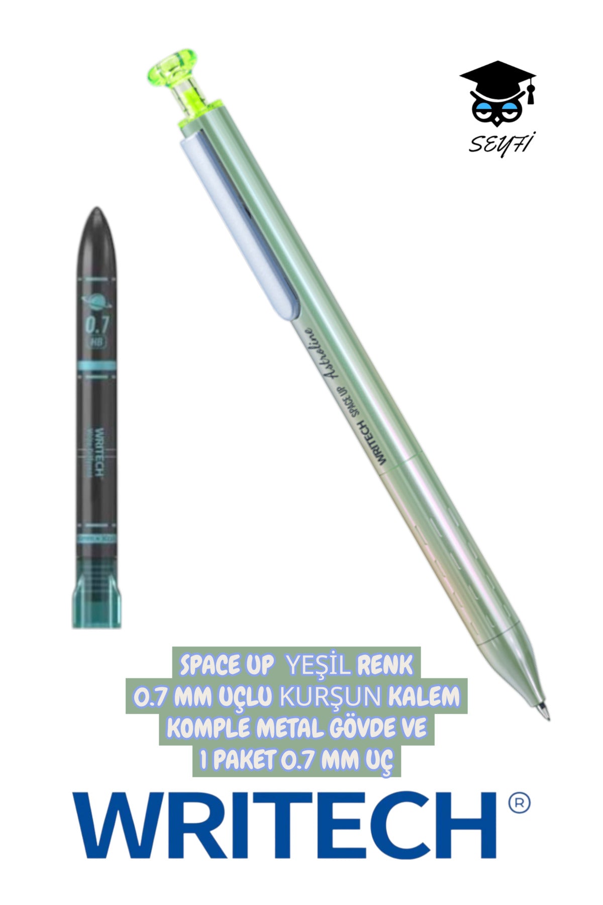 SPACE UP 0.7 MM UÇLU KURŞUN KALEM KOMPLE METAL GÖVDE VE 1 PAKET 0.7 MM UÇ WRİTECH