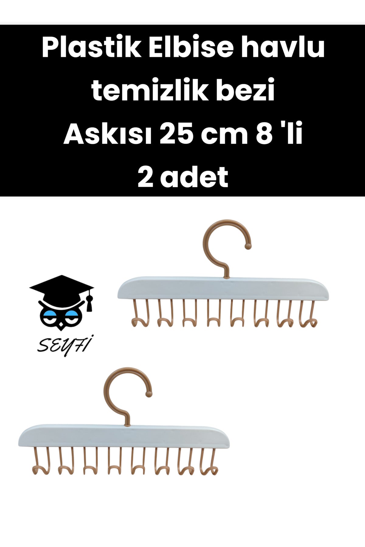 25 cm 8'li Plastik Elbise havlu temizlik bezi Askısı 2 adet