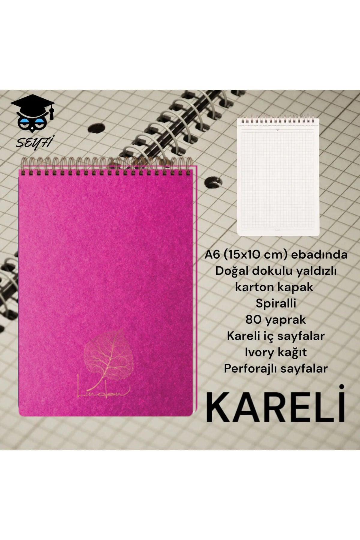 A6 (10X15 cm) KARELİ 80 YAPRAK ÜSTTEN TELLİ DEFTER KARTON KAPAK KREM RENK KAĞIT 1. HAMUR NOT DEFTERİ