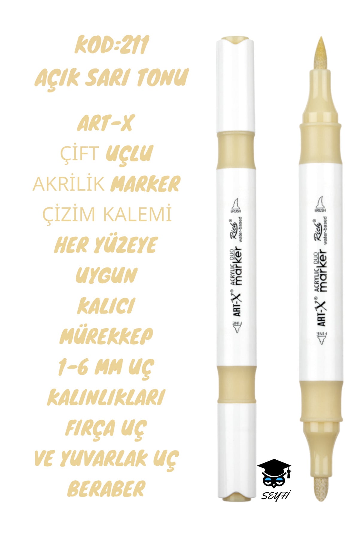 ART-X ÇİFT UÇLU AKRİLİK MARKER ÇİZİM KALEMİ HER YÜZEYE UYGUN KALICI MÜREKKEP 1-6 MM UÇ KALINLIKLARI