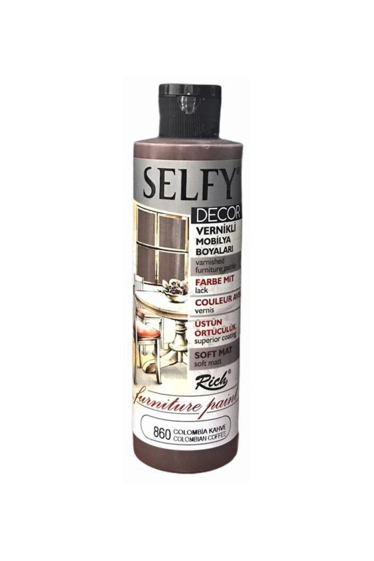Rich Selfy Decor Vernikli Boya 240cc - Colombia Kahve 860